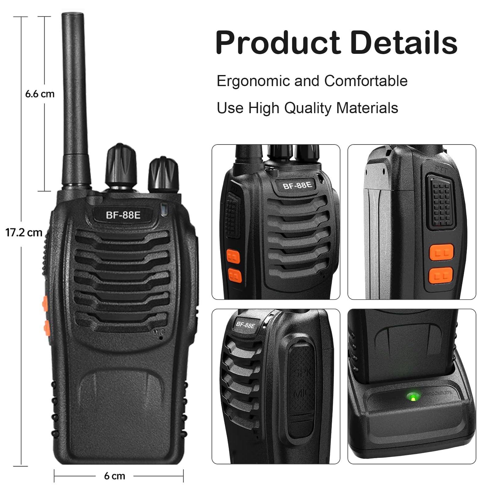 Nestling 2pz Walkie Talkie,88E Lunga Distanza 16 Canali Due-Via Radio - FM Ricetrasmettitore Handheld con LED Luce Auricolare ed Auricolari Originali