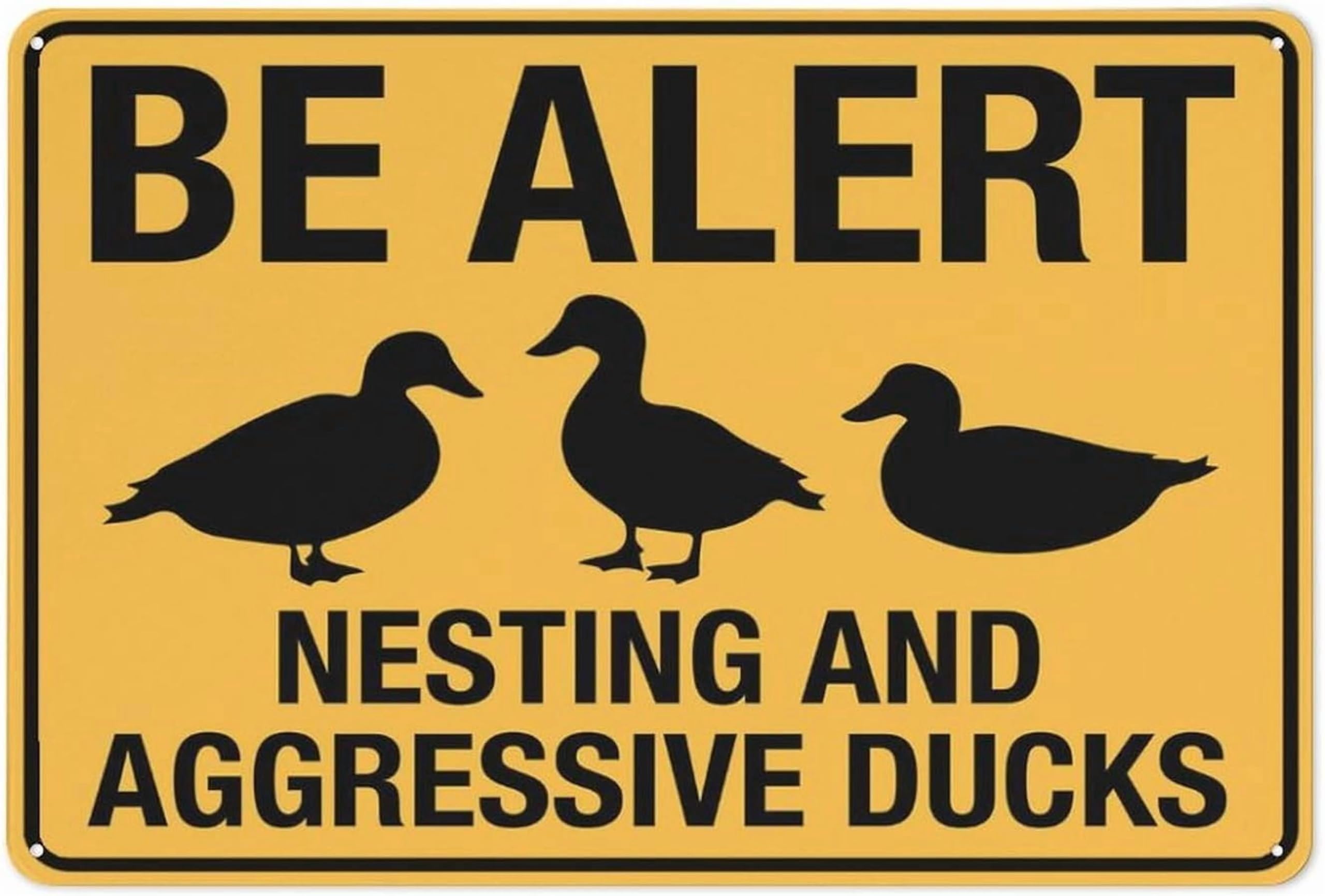 (2-Pack) Metal Tin Sign Be Alert Nesting And Aggressive Ducks Sign Warning Sign Home Kitchen Farm Garden Garage Wall Decor 12X8 Inch