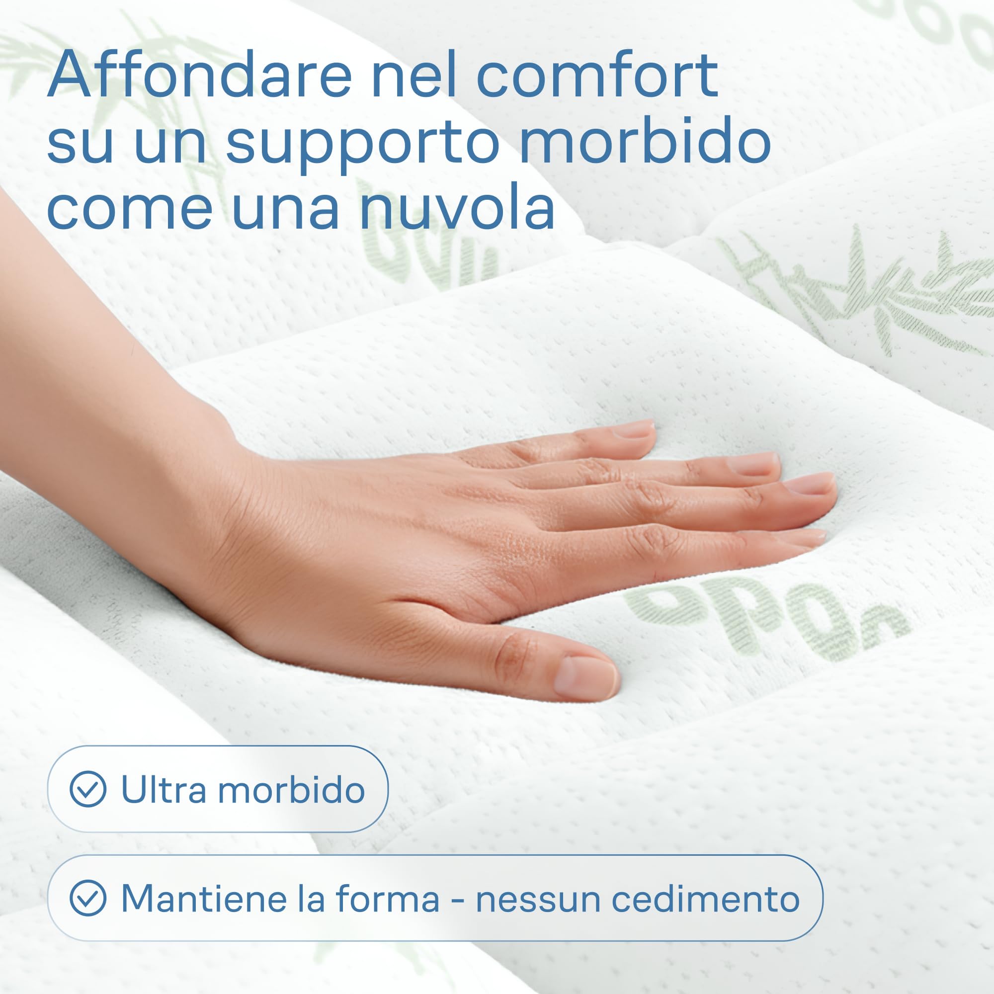 Topper matrimoniale Cloud-Like Comfort - Protezione in viscosa di bambù ultra morbida, traspirante e rinfrescante - 160x190 cm, vestibilità profonda