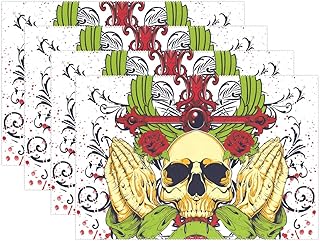 DEZIRO Czaszka na krzyżu maty stołowe izolacja cieplna na na stół do jadalni kuchni trwała odporna podkładka