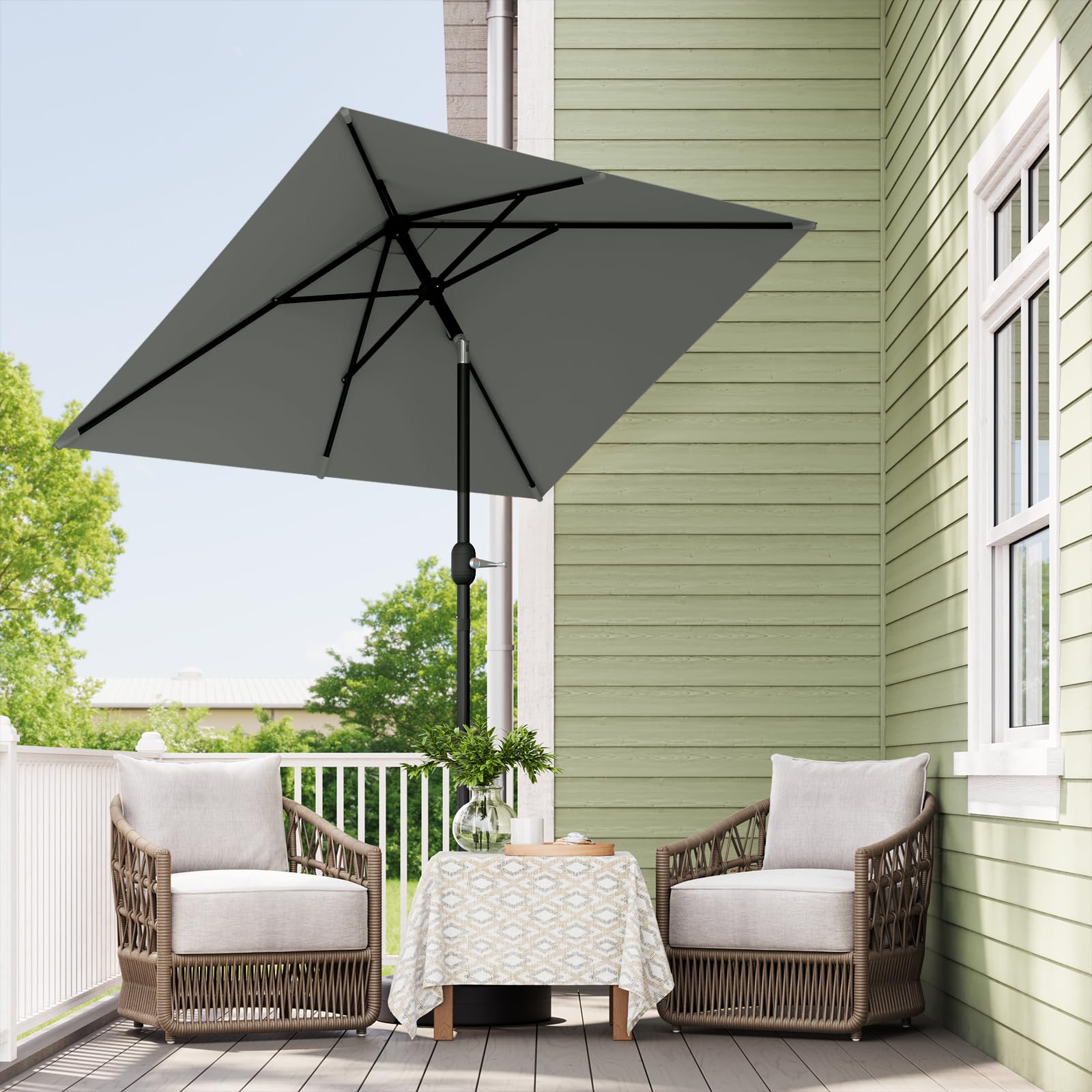 WOLTU Ombrellone da Giardino, Ombrellone da Spiaggia con Protezione UPF 50+, Inclinazione Regolabile, Borsa per Trasporto, Parasole Ventilato per Balcone/Giardino/Spiaggia, 206x135cm