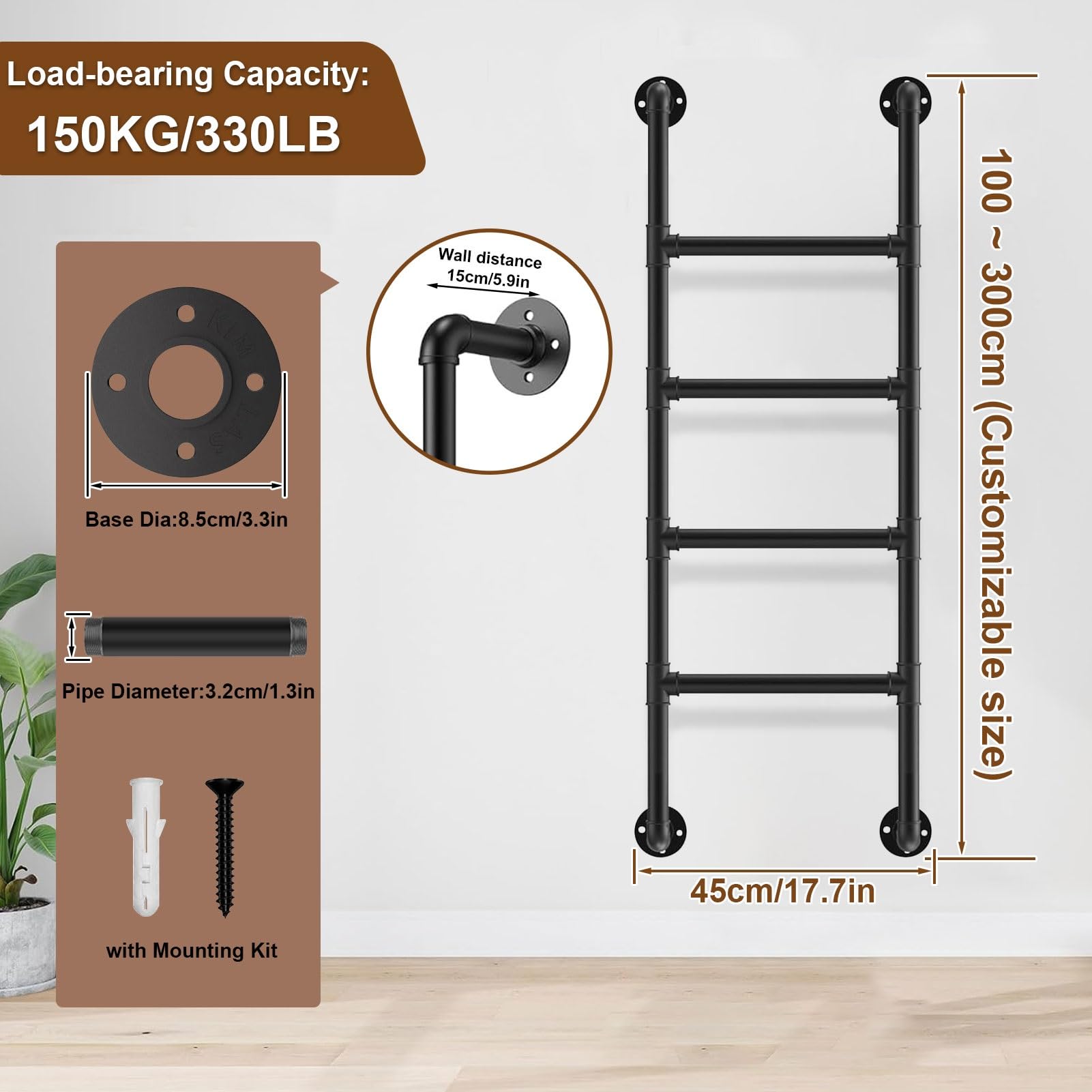Escalera recta de 6 a 8 pies para apartamentos, sótanos, lofts, dormitorios, bibliotecas, ventanas