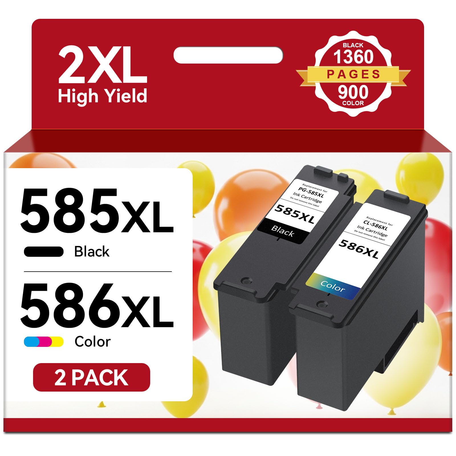 PG-585XL / CL-586XL Druckerpatronen Multipack, Kompatibel mit Canon Druckerpatronen 585 586, Hohe Reichweite bis zu 2.260 Seiten, für PIXMA TS7650i TS7550i TS7640i TS7740i TS4150i TS6550i TS7750i