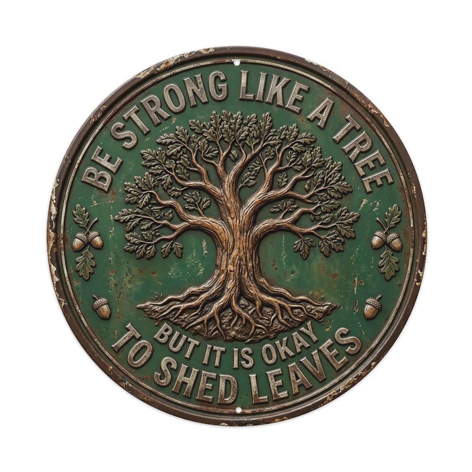 Oak Tree Strength Entryway Metal Tin Sign