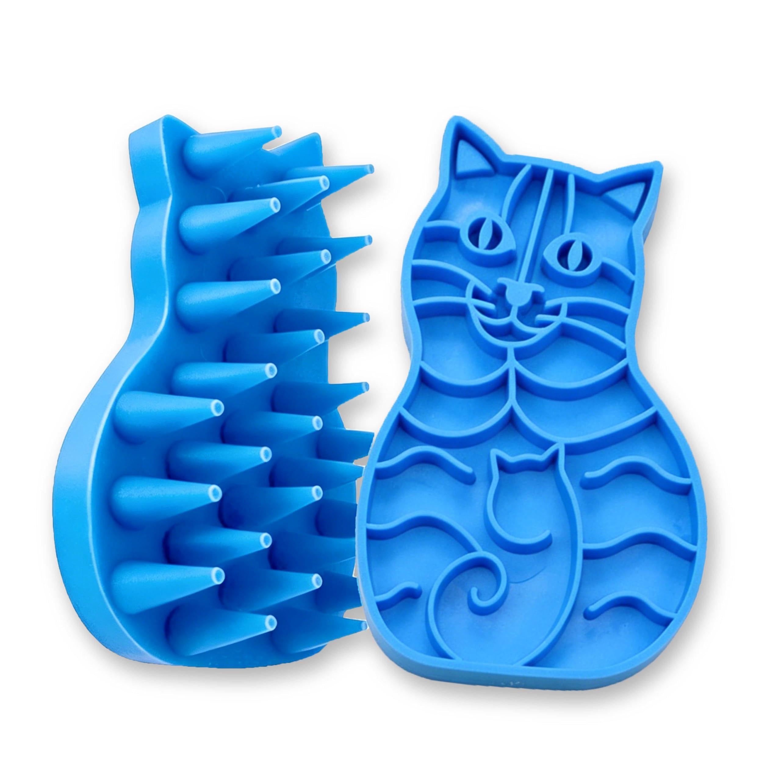 Pet Bath & Massage Brush,Pet Grooming Brush,Soft Rubber Scrubber for Brushing,Massaging,Bathing,Shampooing and Reducing Hairballs (Blue, Style 1)
