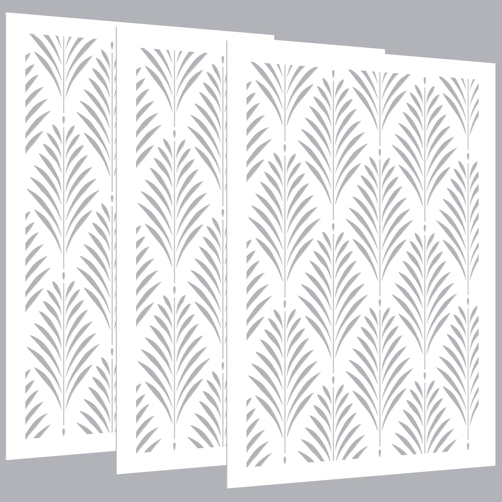 3 Pcs Large Wall Stencils for Painting Forest Pattern 36" x 23" Giant Wallpaper Fern Stencil Large Floral Boho Templates for Kitchen, Room, Furniture Floors Home Decor (Modern Style)