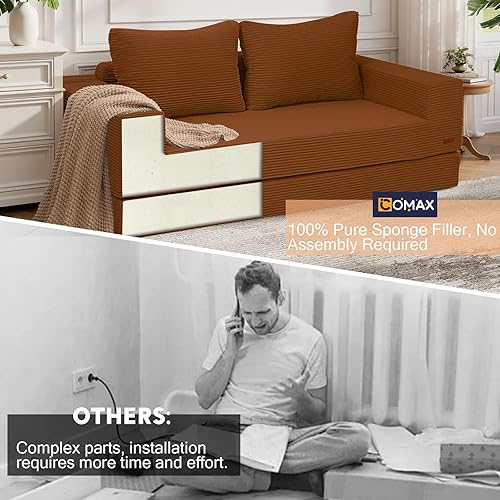 Miniatura 9 de COMAX Sofá cama convertible Sofá cama plegable, sofá futón naranja
