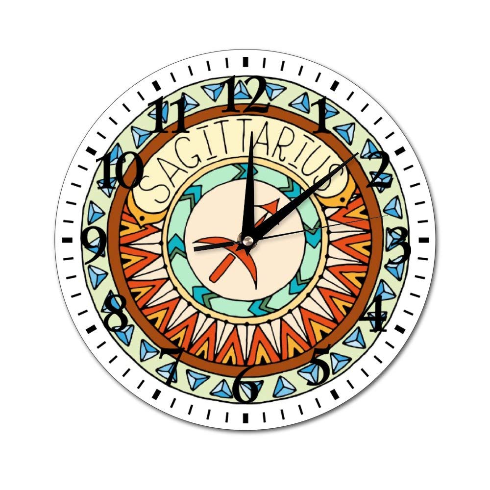 Mesllings Wall Clocks Constellation - Sagittarius Round Glass Wall Clock, Wall Decor Clocks for Kitchen, Office, Retro Hanging Clock, Home Decor Accessories
