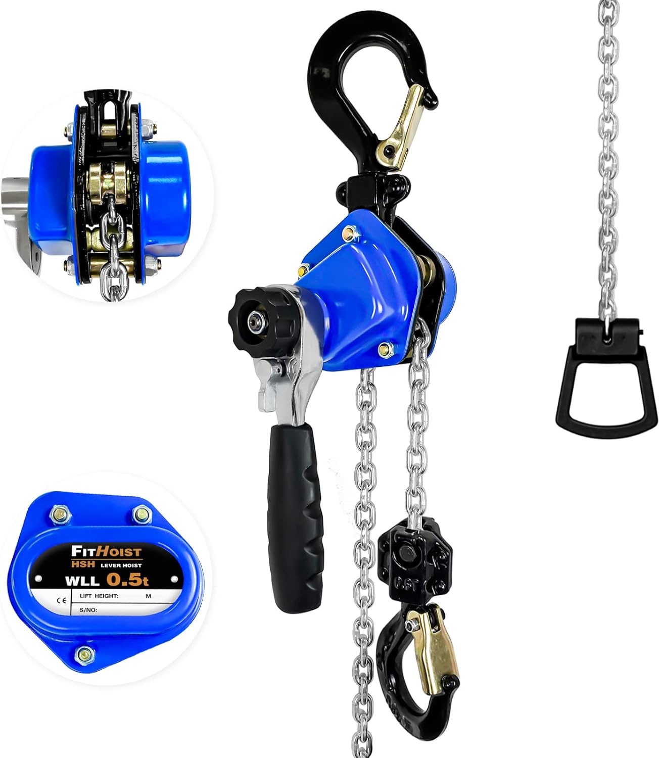 FITHOIST Mini Chain Hoist 1/2 Ton 1100Lbs Capacity 20Ft Lift Manual
