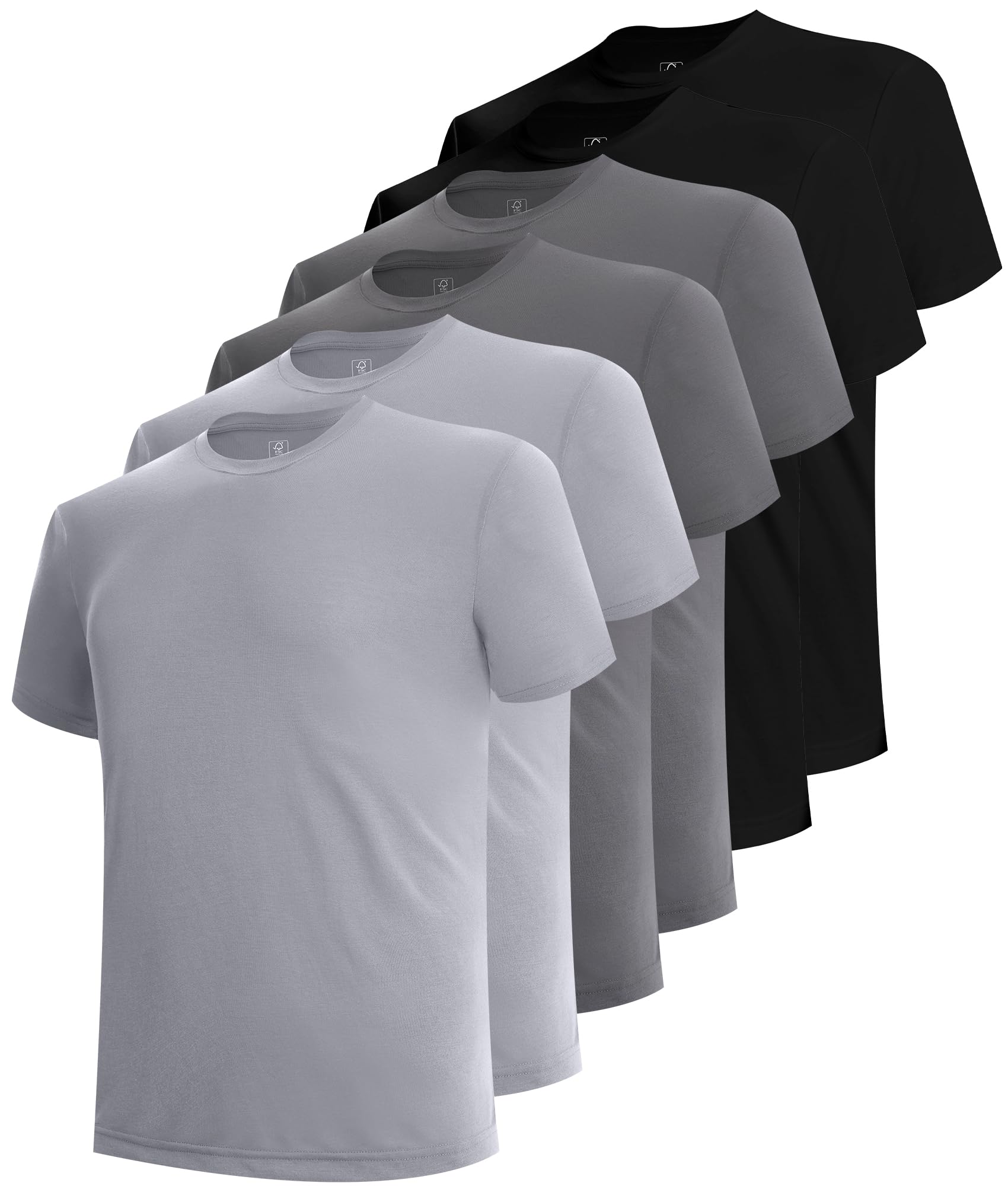 Men's Undershirts Moisture Wicking Crewneck T Shirts 6 Pack
