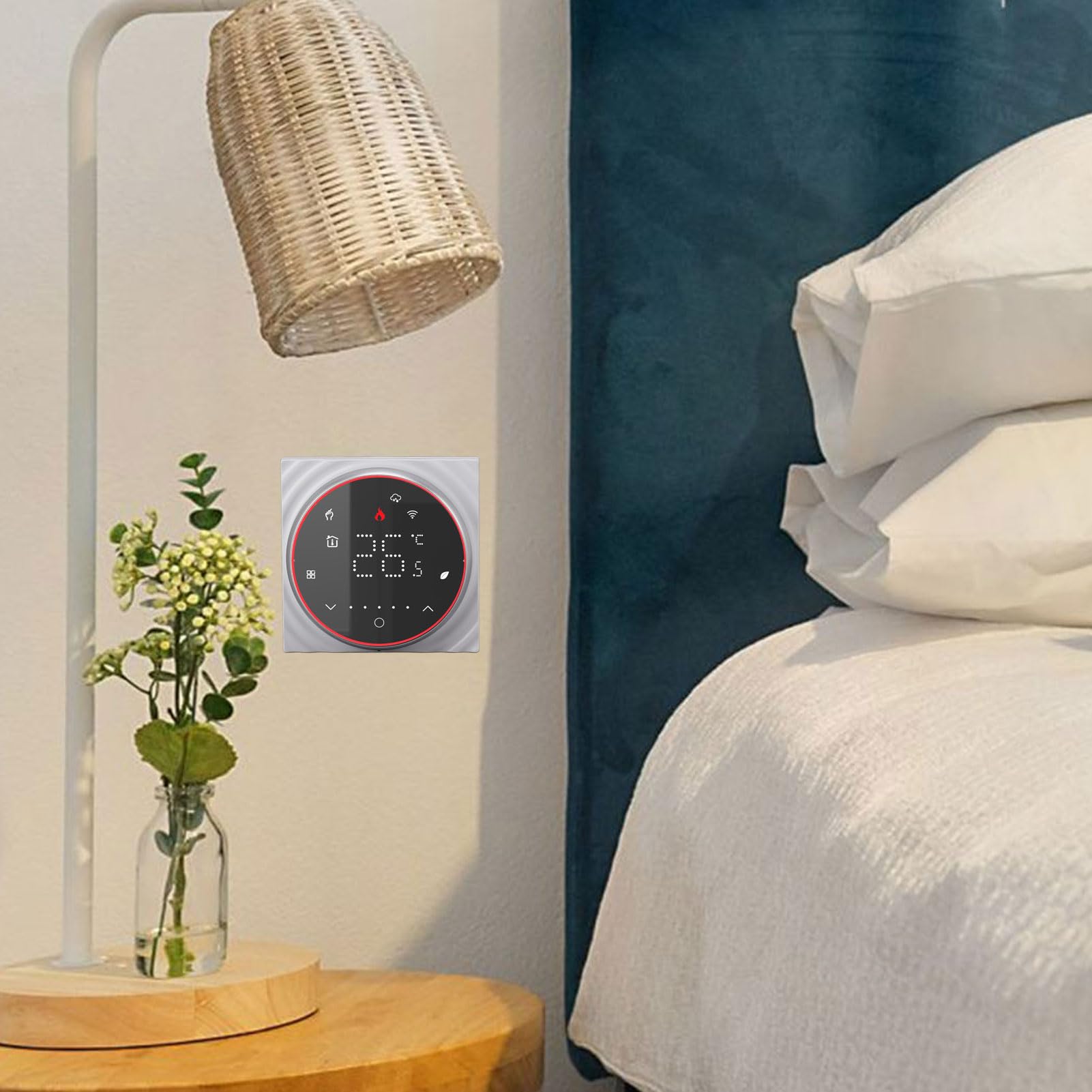 Wakects Inteligentny Termostat Termostat WiFi z Komputerem Panel ABS Aplikacja AC Od 95 do 240 V Sterowanie Głosowe ±1°C Od 41 do 95°F Programowalny Uchwyt ścienny Pieca Kotłowego AC Home Office