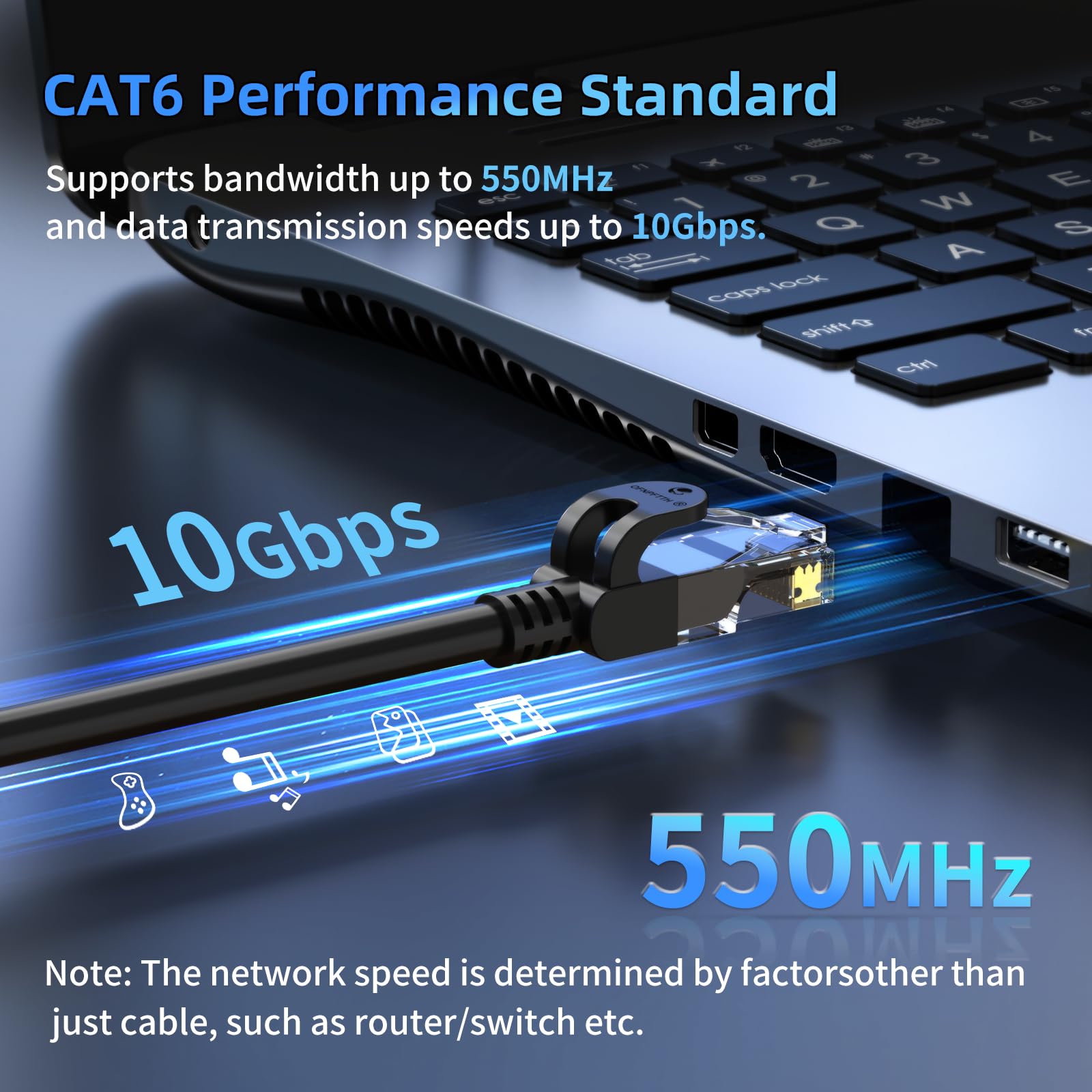 Cable Ethernet Cat 6 de 3.3 pies, paquete de 10 unidades, para exteriores e interiores, 10 Gbps, compatible con red Cat8 Cat7, cable de conexión plano RJ46 Internet LAN para router, módem, interruptor
