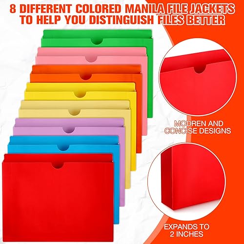 Miniatura 4 de Paquete de 40 carpetas de archivos de 2 pulgadas con bolsillo expandible, carpetas de archivos expandibles, tamaño carta, pestañas de corte recto