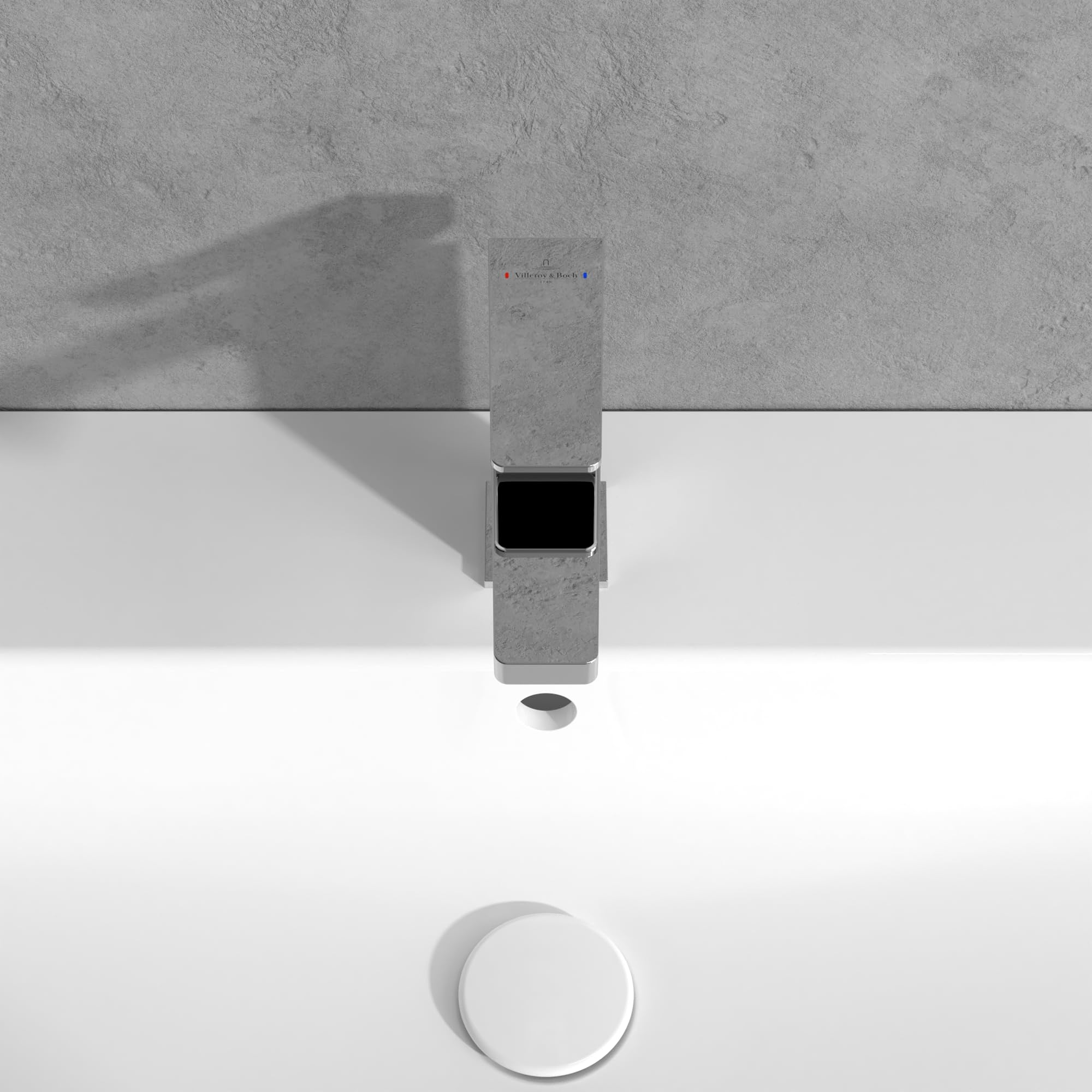 Villeroy & Boch Architectura Square armatura umywalkowa bez zestawu odpływowego, kran łazienkowy z wkładem ceramicznym, bateria umywalkowa, oszczędność wody, wysokość wylewki 113 mm, kwadratowa, chrom