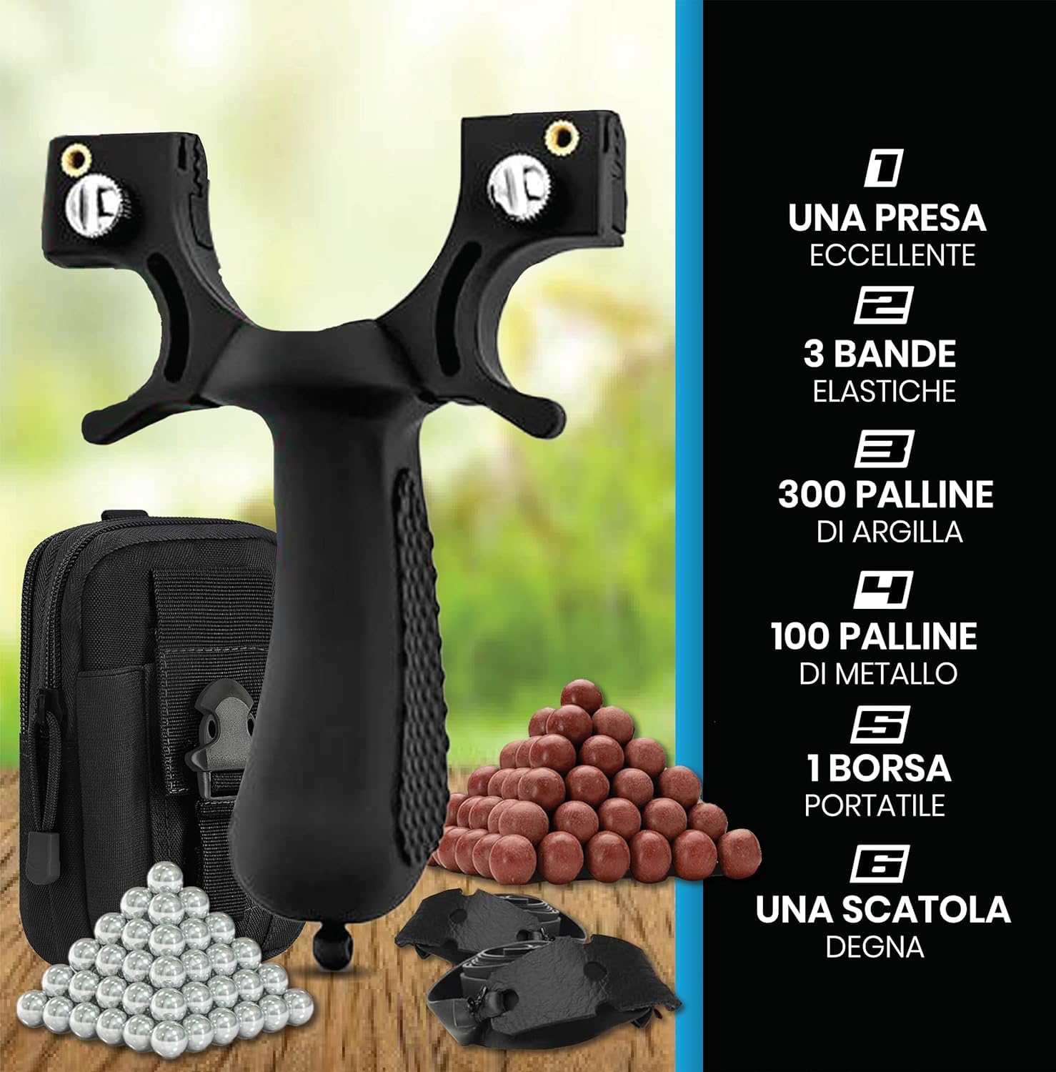 Dispositivo Sportivo - 3 Fasce Elastiche - 400 Palline Argilla e Acciaio – Borsa Portatile- Idea Regalo – Gioco all’Aperto Professionale di precisione
