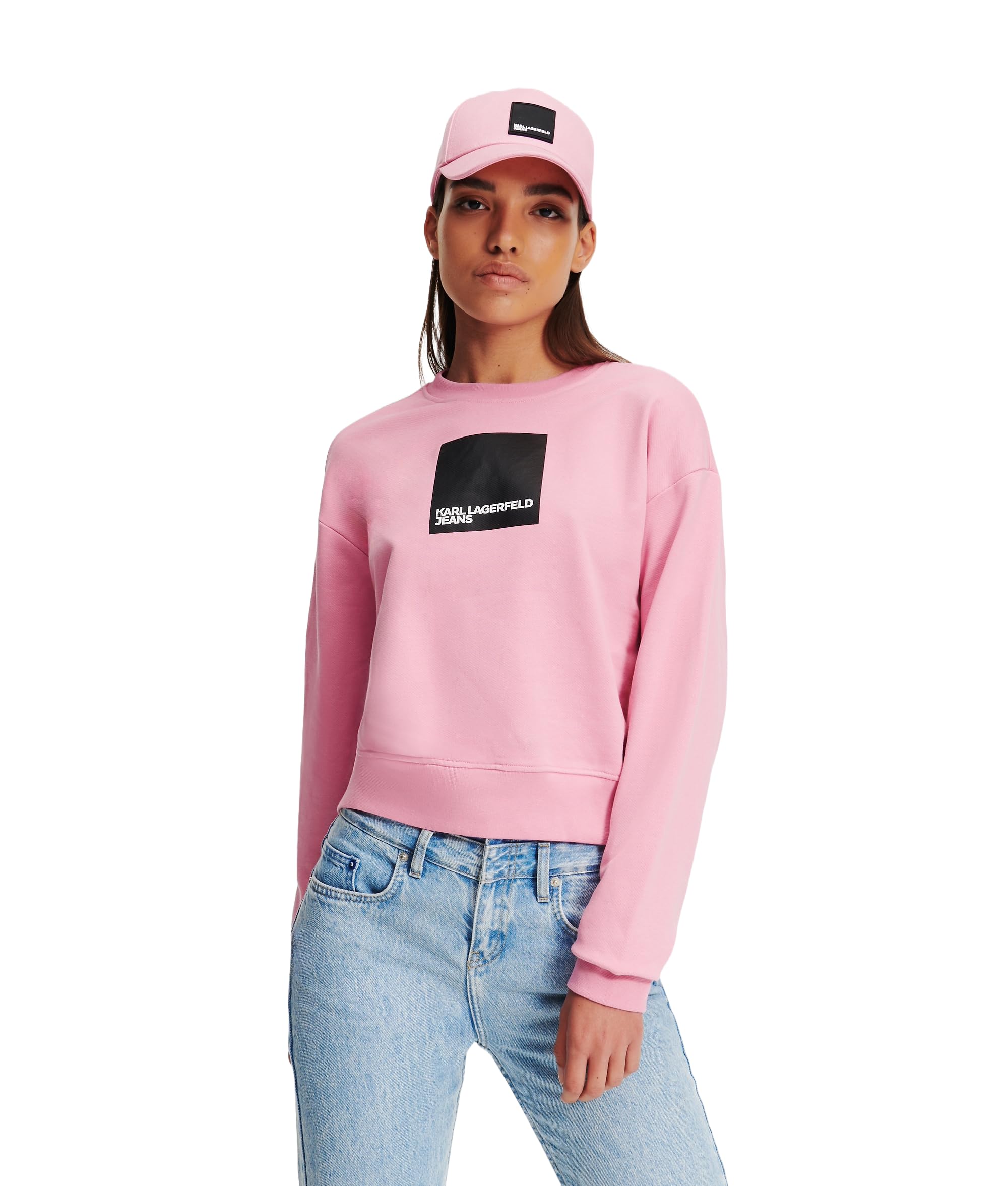 Karl Lagerfeld Jeans, Damskie, Bluza Z Logo Box, Regular Fit, Fioletowy, L