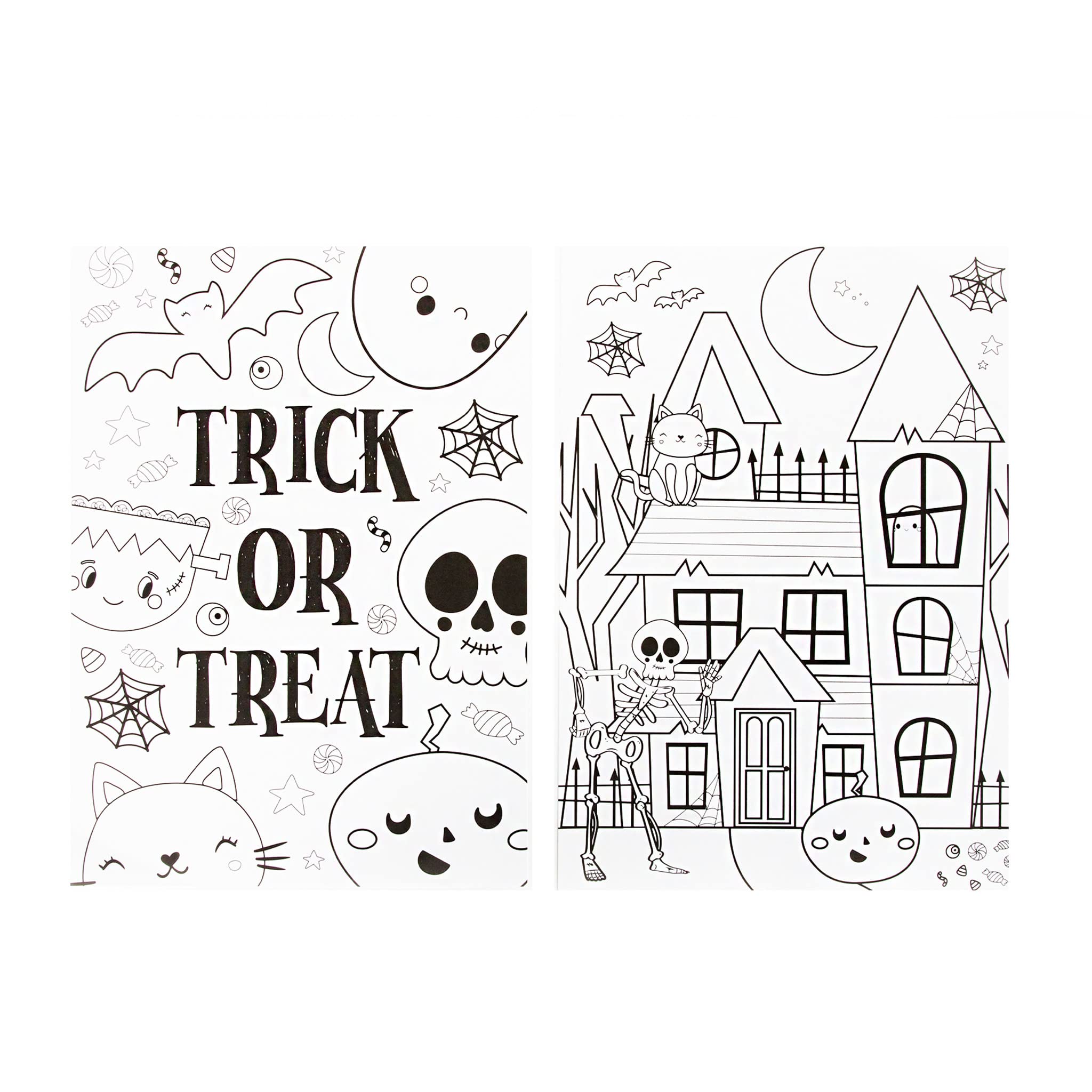 Sparkles Partyware Halloween Colouring Posters - Pack of 40 A4 Halloween Colouring Sheets - Kids Fun Trick or Treat Pumpkin Ghost Skeleton Halloween Activity