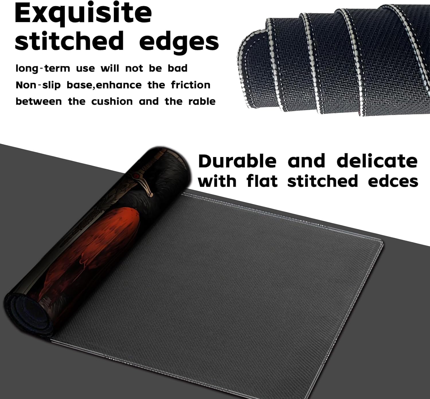 Playmat Board Game MTG Duel Playmat Trading Card 24 x 14in Stitching Edges Compatible for TCG CCG RPG OCG with Card Zones + Including Storage Bags (Cat Swordsman,No Zone)