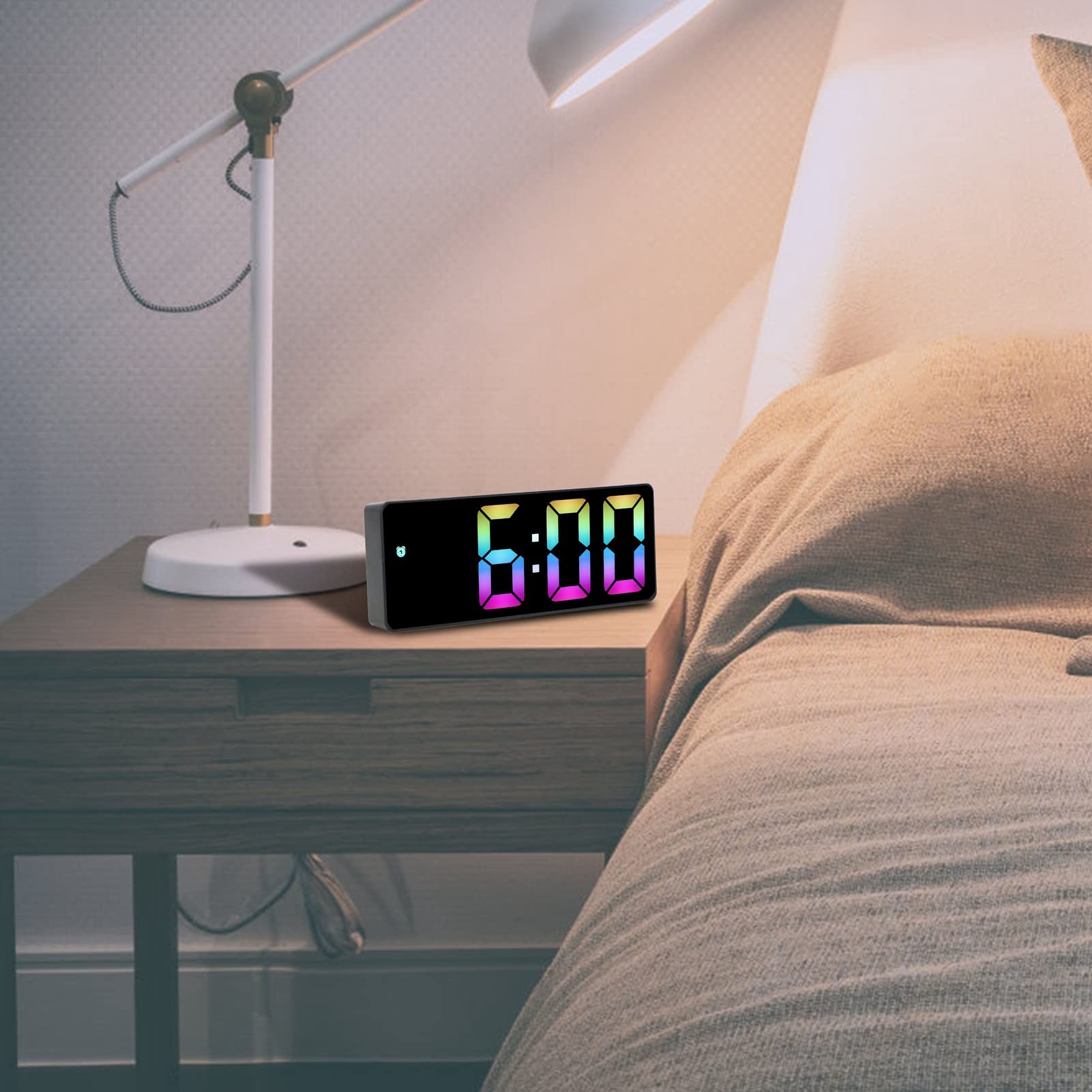 Led Digital Alarm Clock 5 Levels Adjustable Brightness Mirror Table Desk Bedroom Clock Home Decor Gifts For Students Children - 15