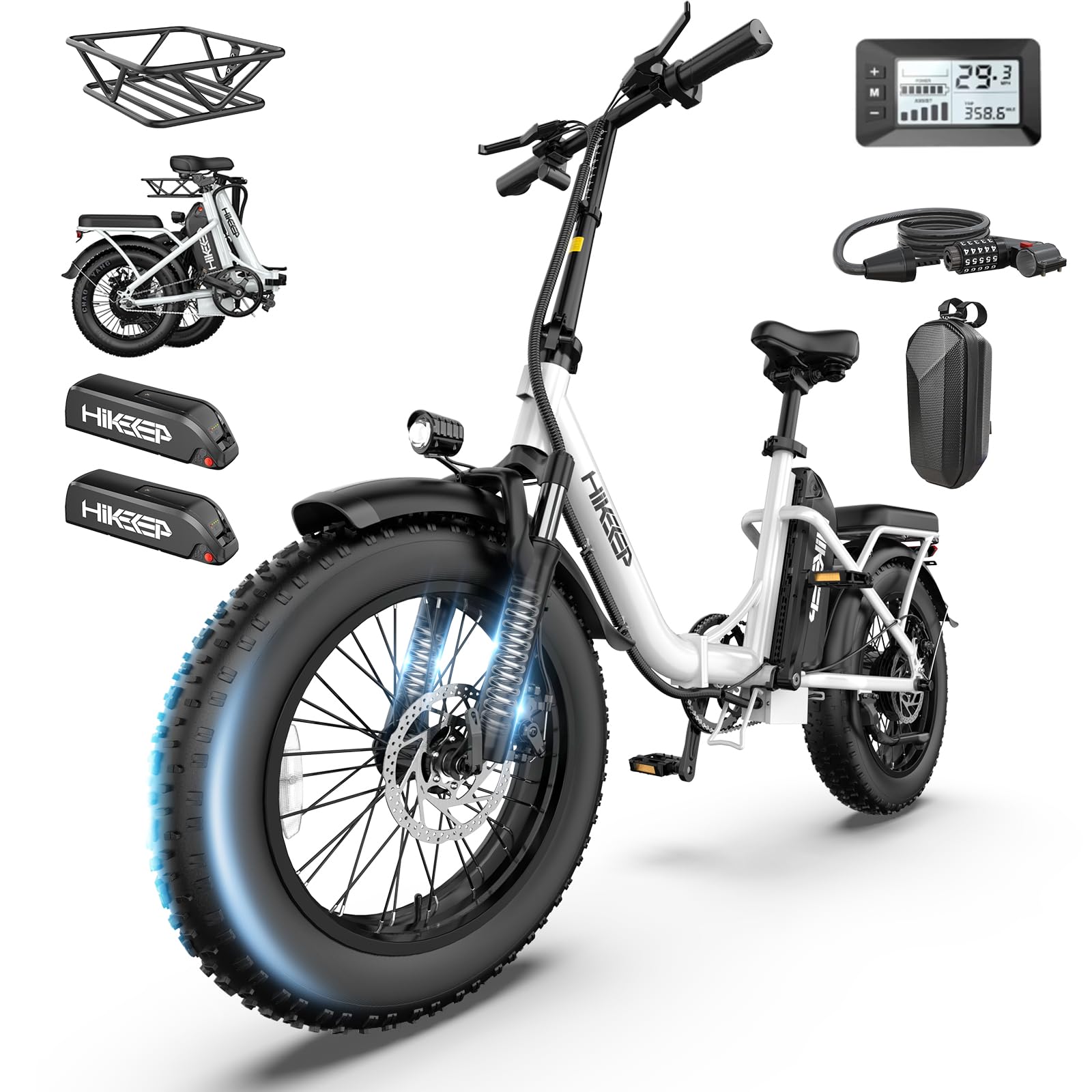Electric Bike for Adults - 20 x 4 Inch Fat Tire Ebike, 750W/Peak 1500W Motor Ebike, 48V15.6AH Detachable Battery, 4 Riding Modes Electric Dirt Bike, 7 Speed Electric Motorcycle, UL 2849 | 25/32 MPH Speed, 25/45 Miles Range, 480Wh, 500W Motor, Lightweight, Portable, Commuter Electric