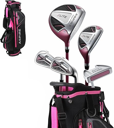 Vista 33 de Aspire X-Lite Super Performance Junior Golf Club Set - Right-Handed Kids Golf Set with Driver, Hybrid, 7 Iron, Putter, Stand Bag & Headcovers Naranja