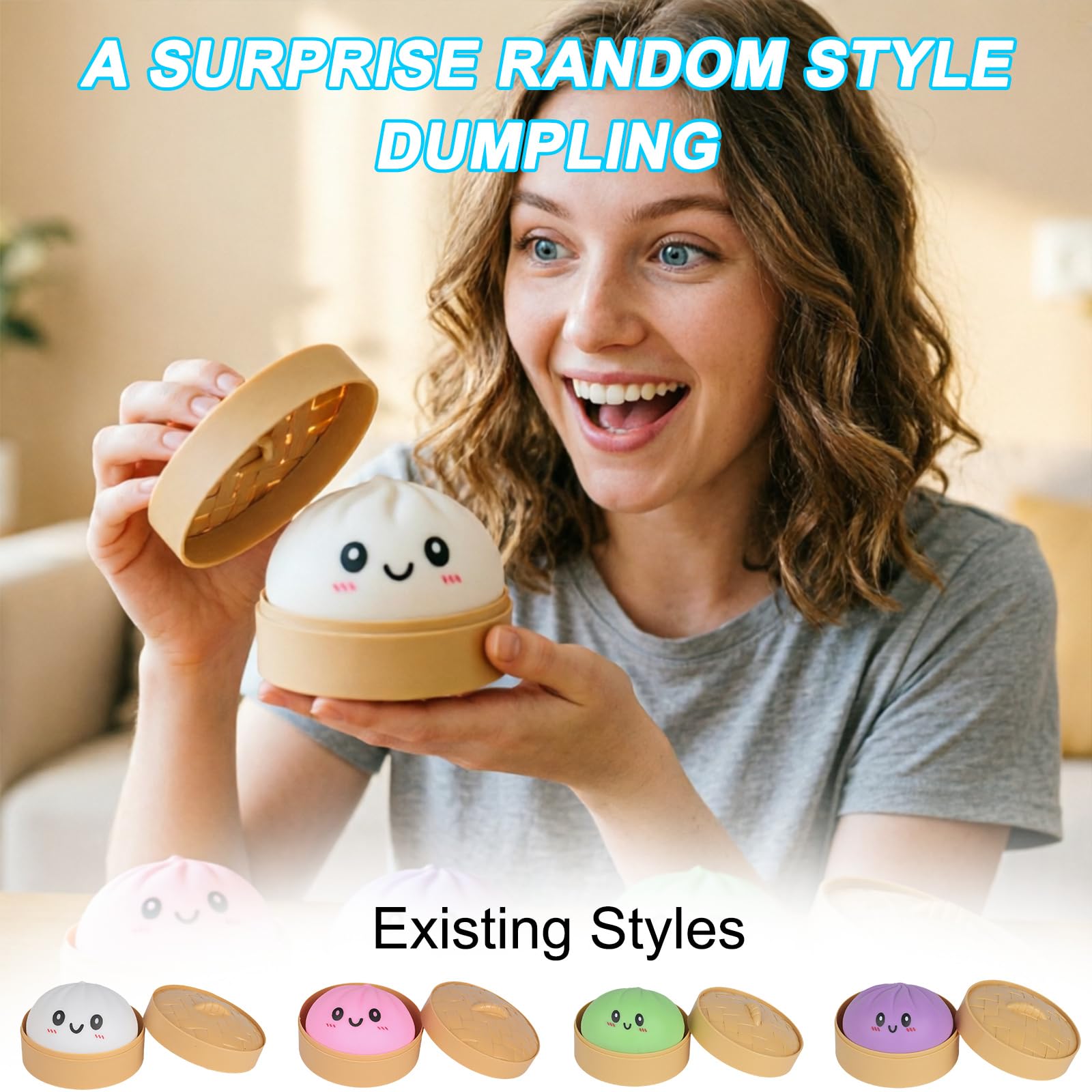 Mystery Dumplings Squishy with Steamer, Random Squishy Dumpling Mystery Glitter Dumpling Squishies, Dumplings Squishy Toy - Image 6