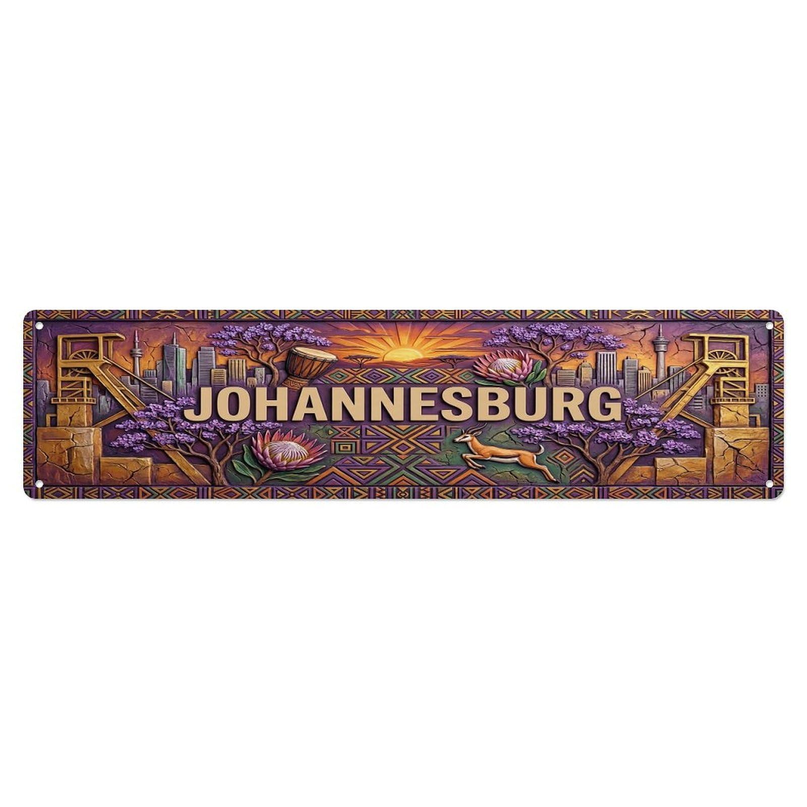 Gead 4X16inch Style Vintage Johannesburg South Africa Flag Pattern Metal Tin Sign