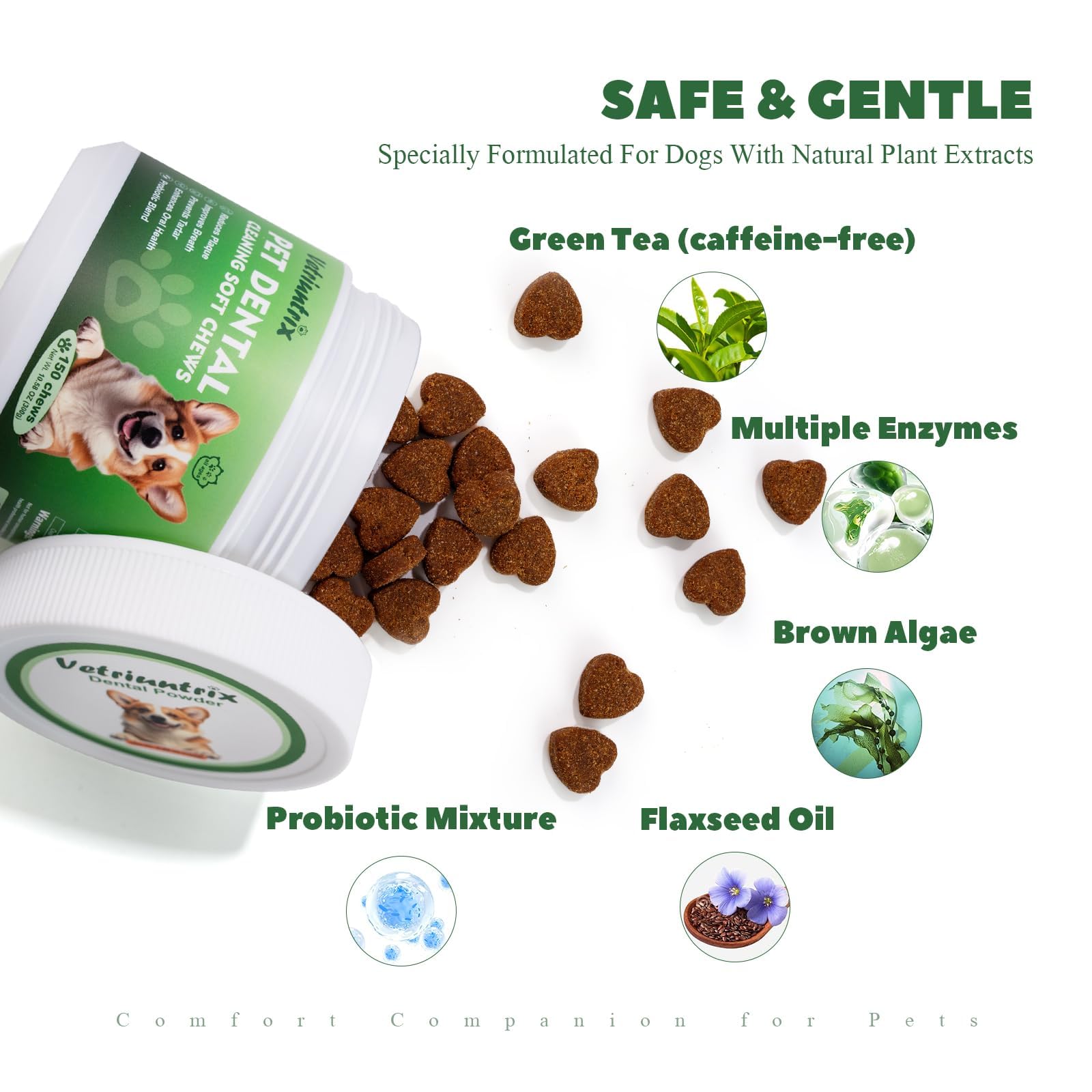 Dog Teeth Cleaning Chews, Dog Dental Chews for Plaque & Tartar Control with Natural Enzymes, Dental Care for Dogs with Probiotic, Fresh Breath for Small Medium Large Dogs - image 3