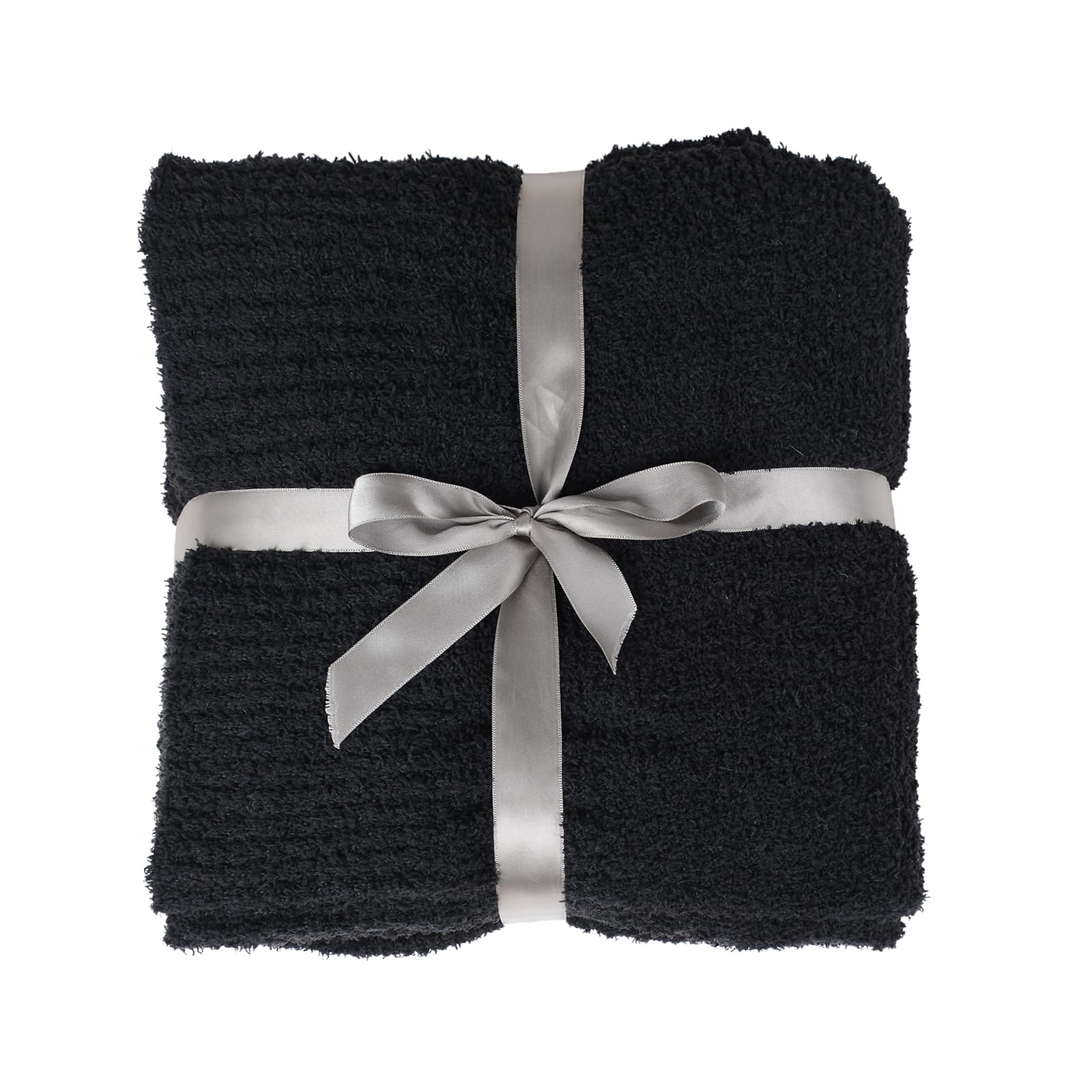 Super Soft Blanket Knit Throw Blanket 50"x60" Lightweight Cozy Warm Blanket Chunky Fluffy Blankets Throws and Blankets for Couch Sofa Bed Office, Black