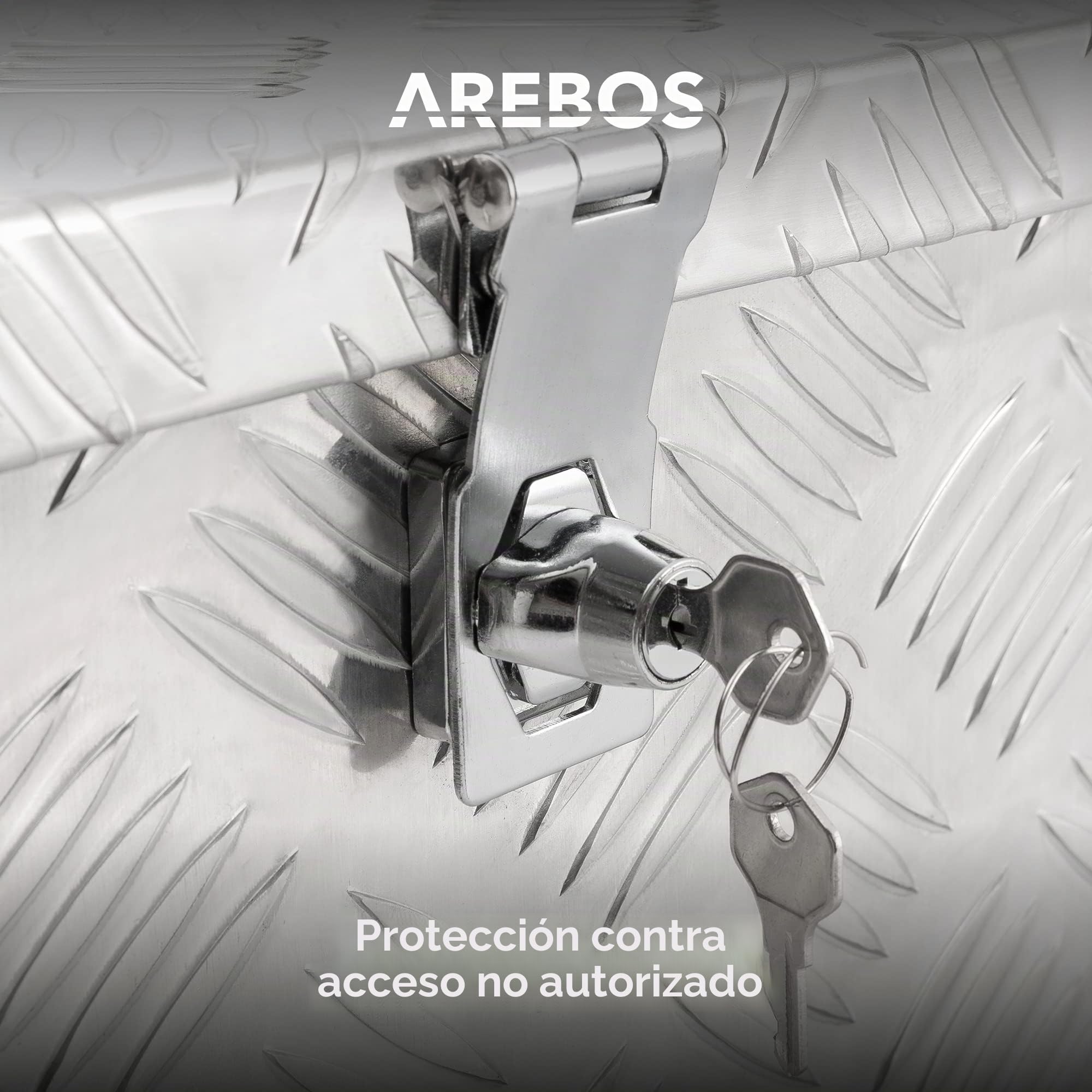 Arebos Caja de Aluminio Multiusos 60 x 25 x 30 | Caja Herramientas Alu Maleta | 40L | Resistente a la Corrosión | con Sistema de Cierre de Almacenamiento de Herramientas Maletín