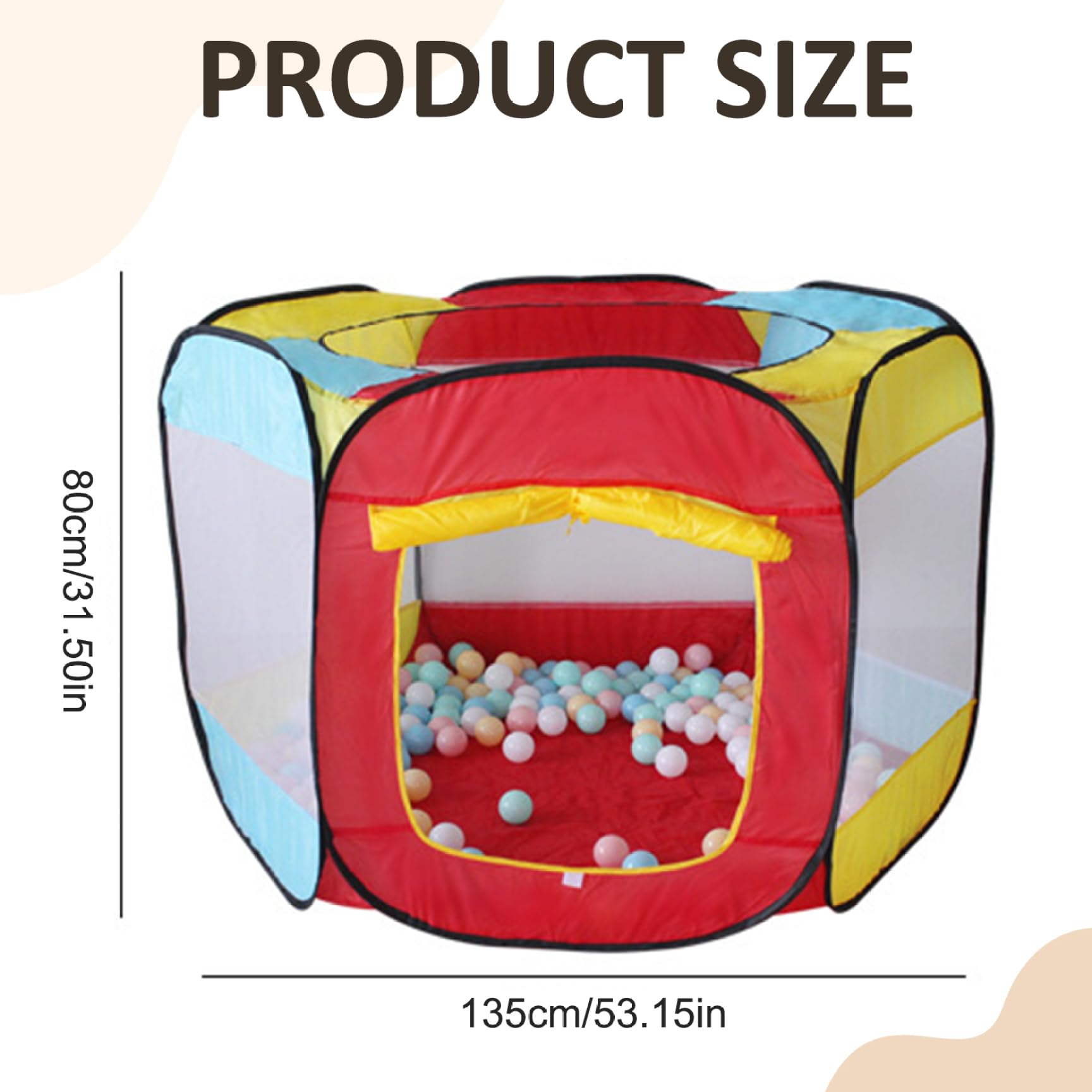 Piscina de Bolas para niños pequeños 53x31 Pulgadas Tienda de campaña Plegable de Malla ventilada para bebés con Cortina de Puerta Enrollable Tienda de Juegos Resistente para Interiores y exteri