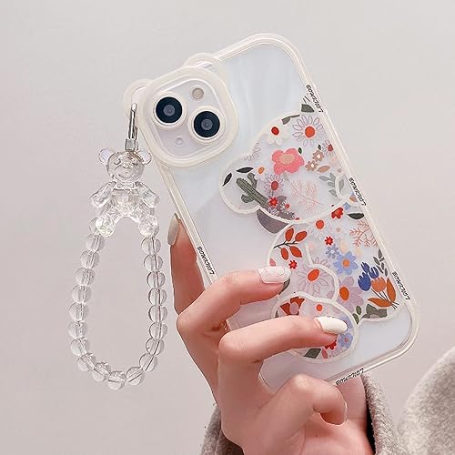 Miniatura 5 de NITITOP Funda compatible con iPhone 13 con patrón de carcasa de cadena con bonito lazo de corazón, pulsera para mujeres y niñas, funda protectora de