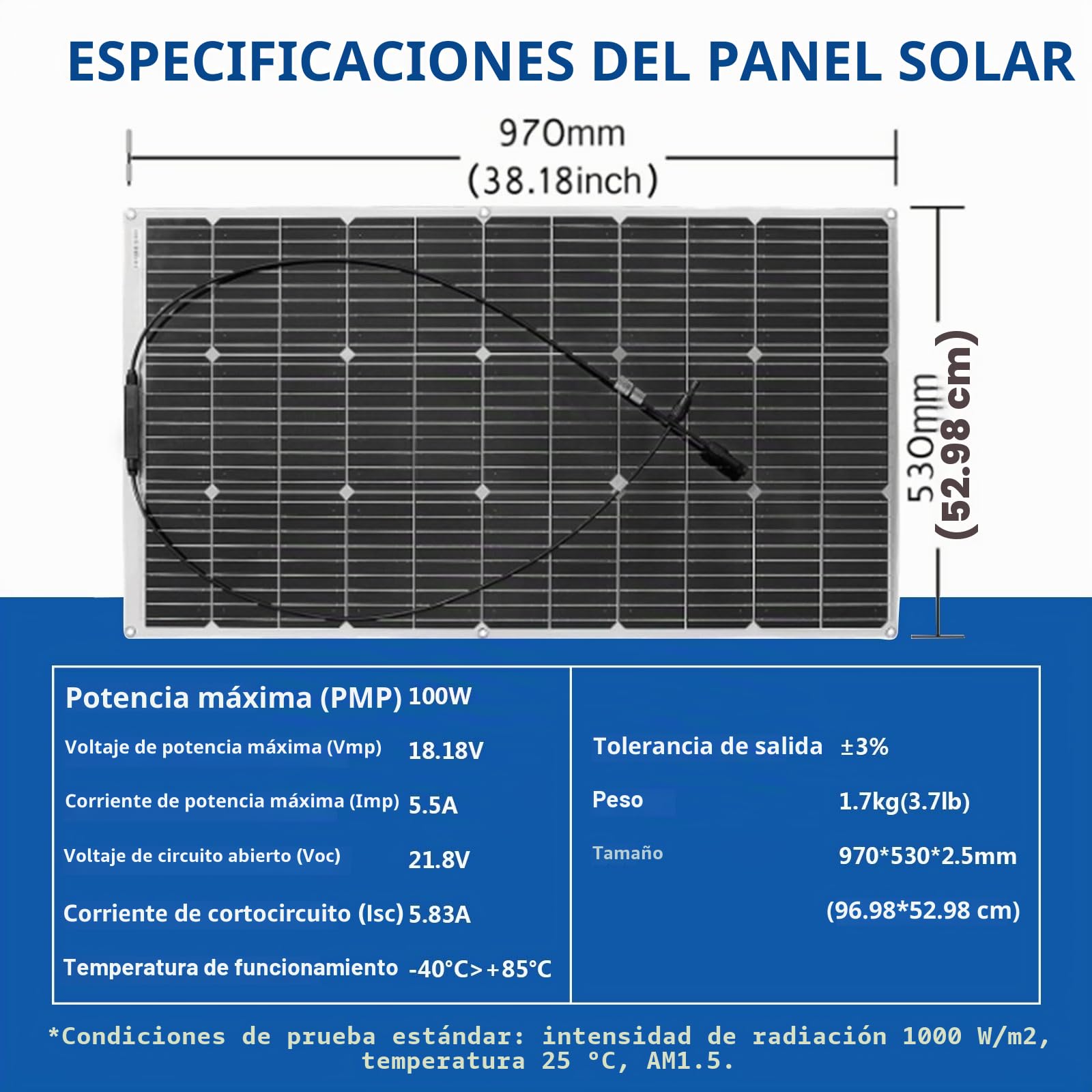 200W Flexible Panel Solar Módulo Kit 2 * 100W 18V cristal único Fotovoltaico Módulo Controlador 20A, para cargar baterías de 12V - Casas móviles, caravanas, barcos, techos (200)