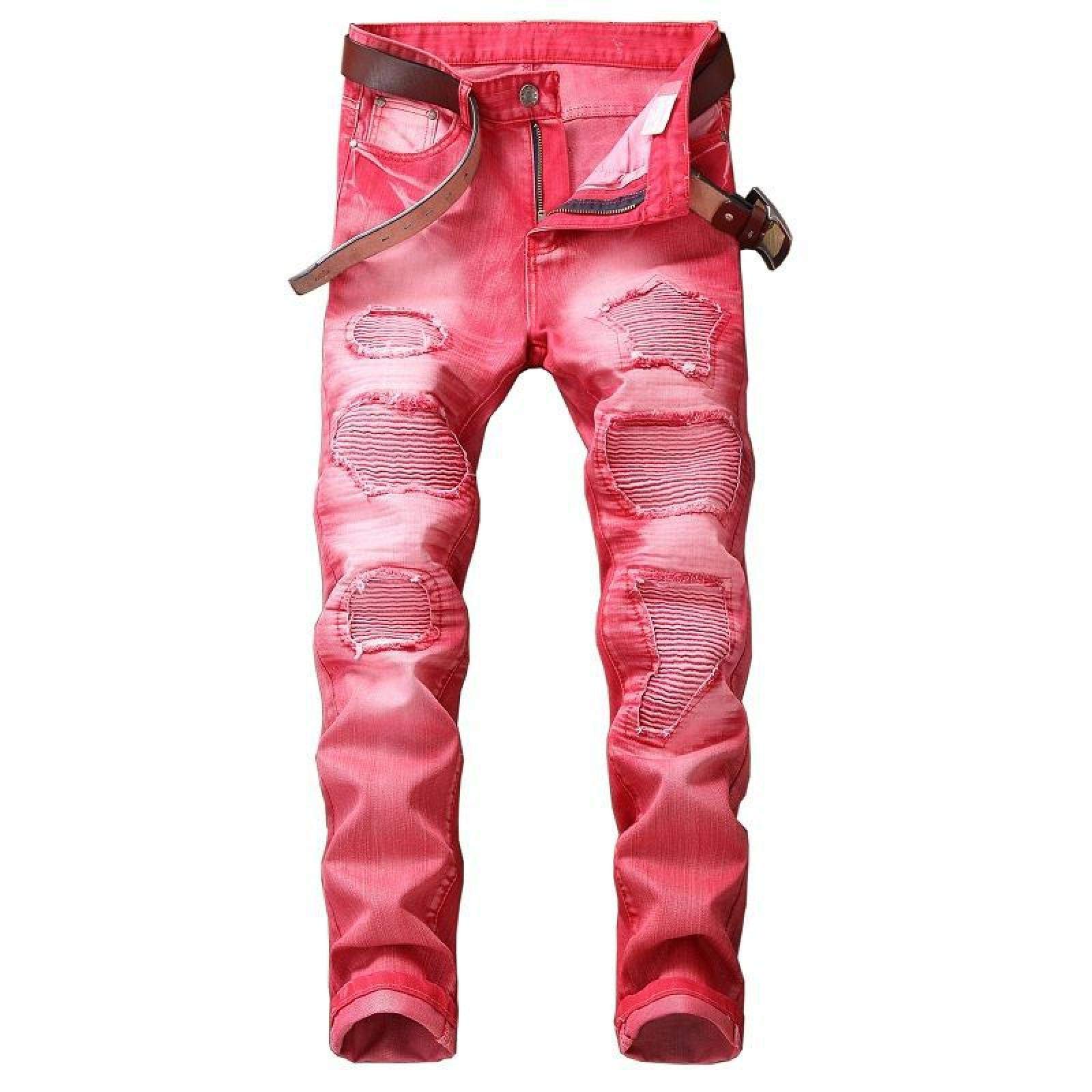 Jeans Pantalon Modische Jeans Herrenhosen In Fünf Farben Zerrissene Löcher Mehrfarbige Trendhosen