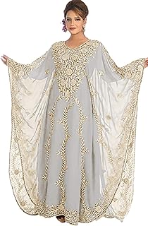 Women Kaftan Farasha Long Maxi Dress Long Sleeves Ethnic, Bridal, Evening, Party, Dress Free Size - Buy now