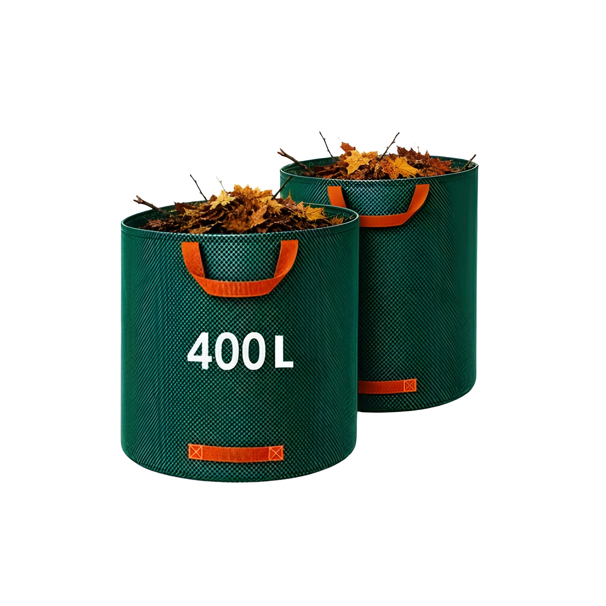 2 x / 400 Litre Garden Waste Bags Heavy Duty 2 Pack Reusable Garden Sacks with Handles - Industrial Fabric for Leaves Trash Debris - Waterproof Rubbish Bags For Plants, Grass & Leaves