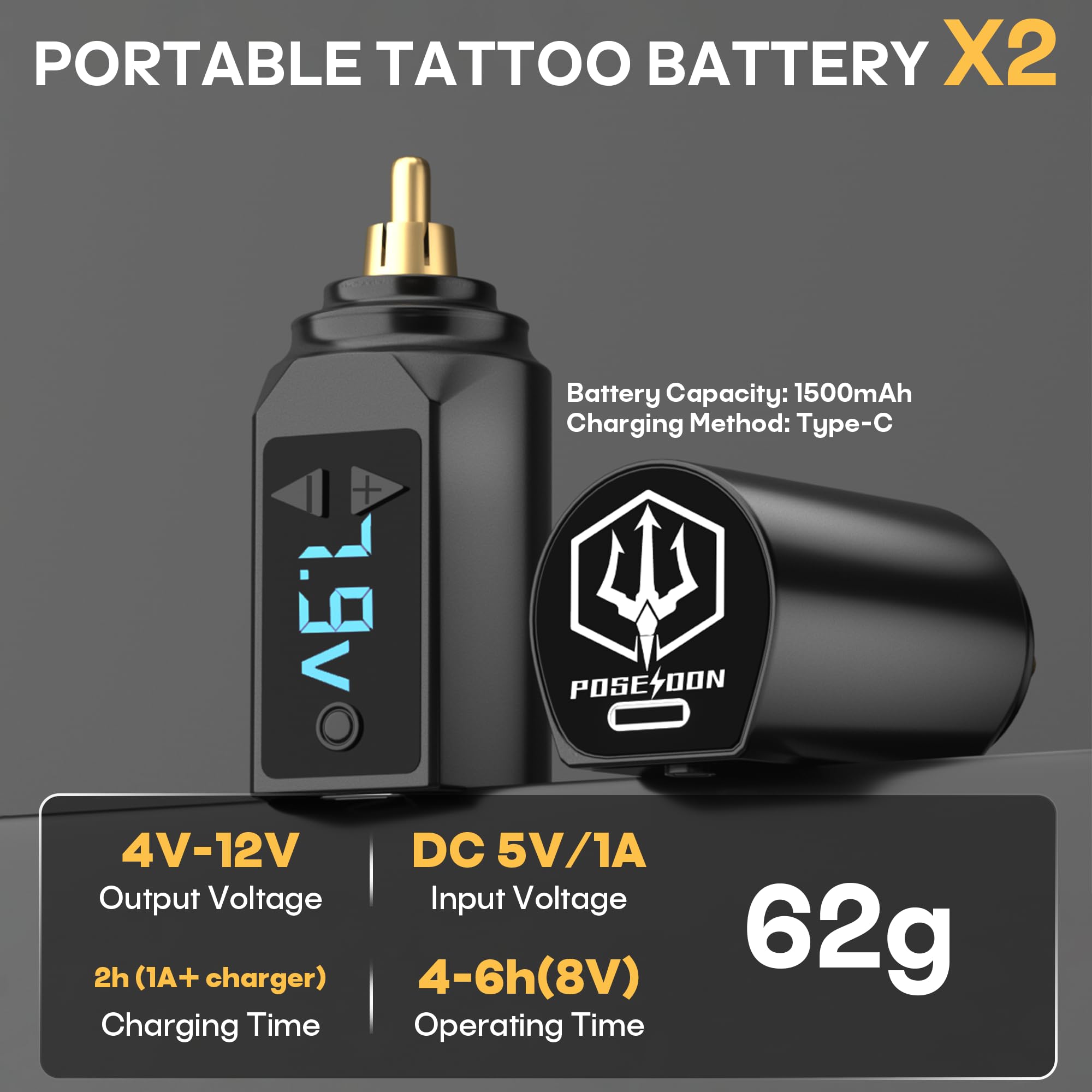 POSEIDON Wireless Rotary Tattoo Machine Kit with 20 Tattoo