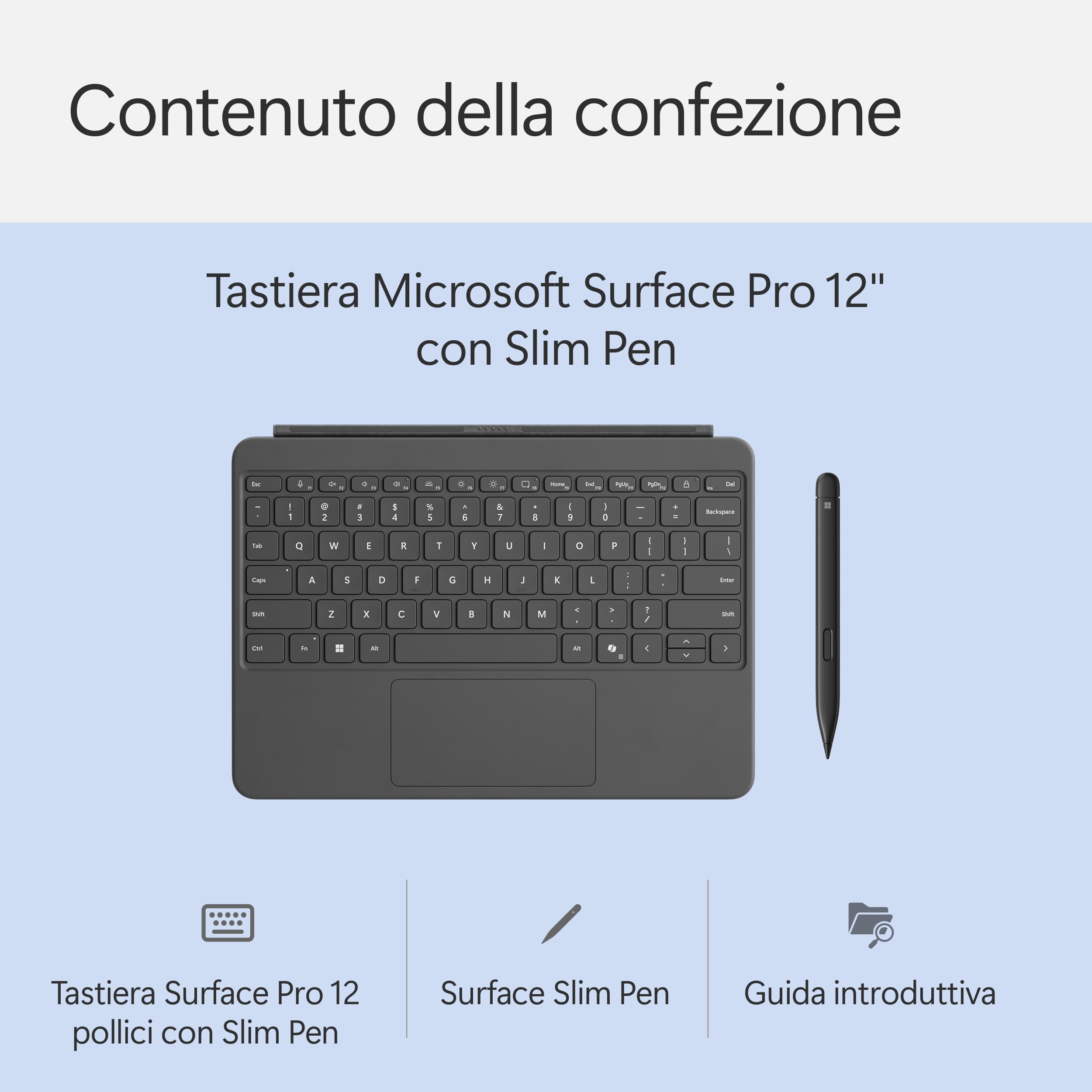 Microsoft Tastiera Surface Pro 12'' con Slim Pen | Compatibile con Surface Pro 12'' | Ardesia