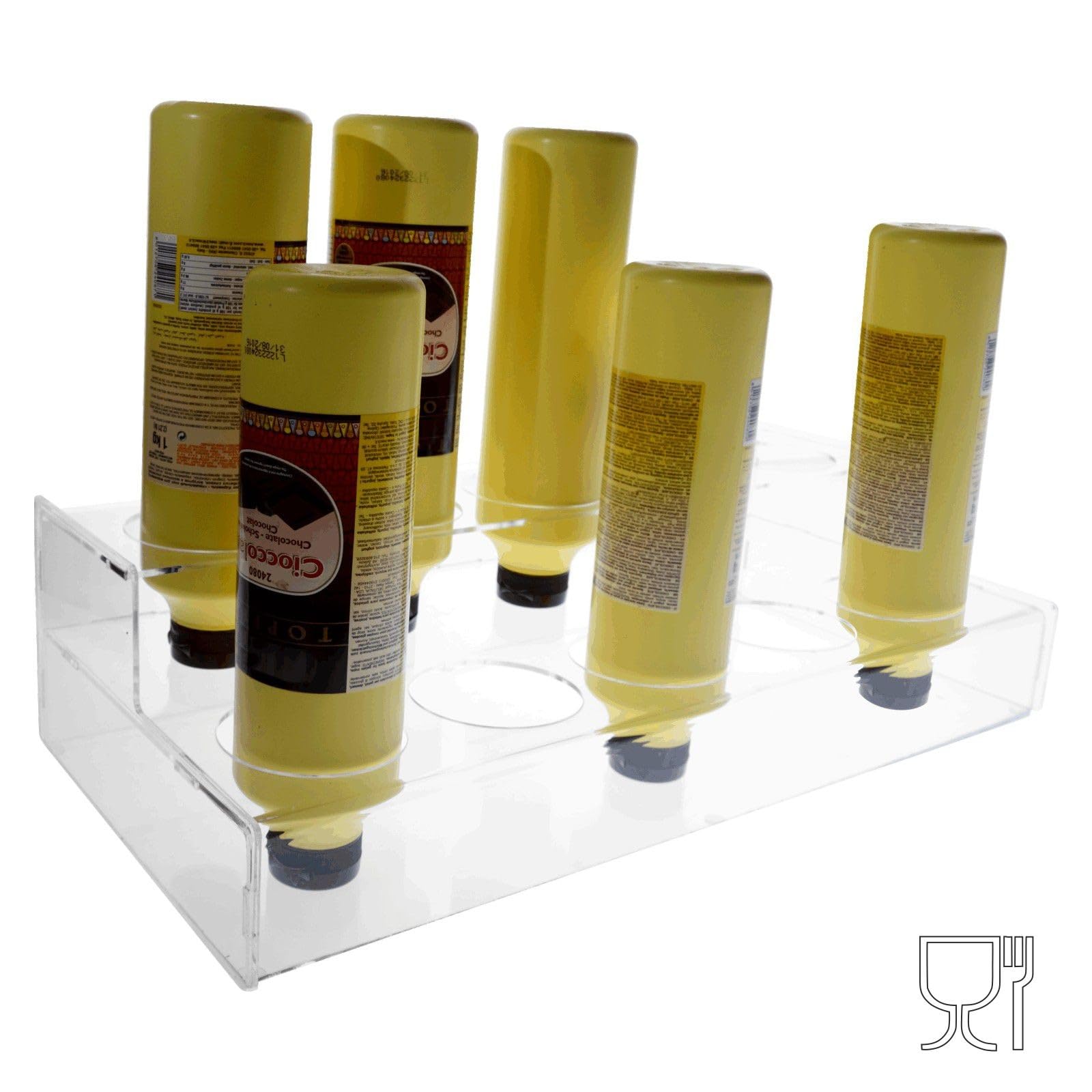 Espositore porta topping in plexiglass trasparente a 10 postazioni - Misure 52 x 24 x H14 cm