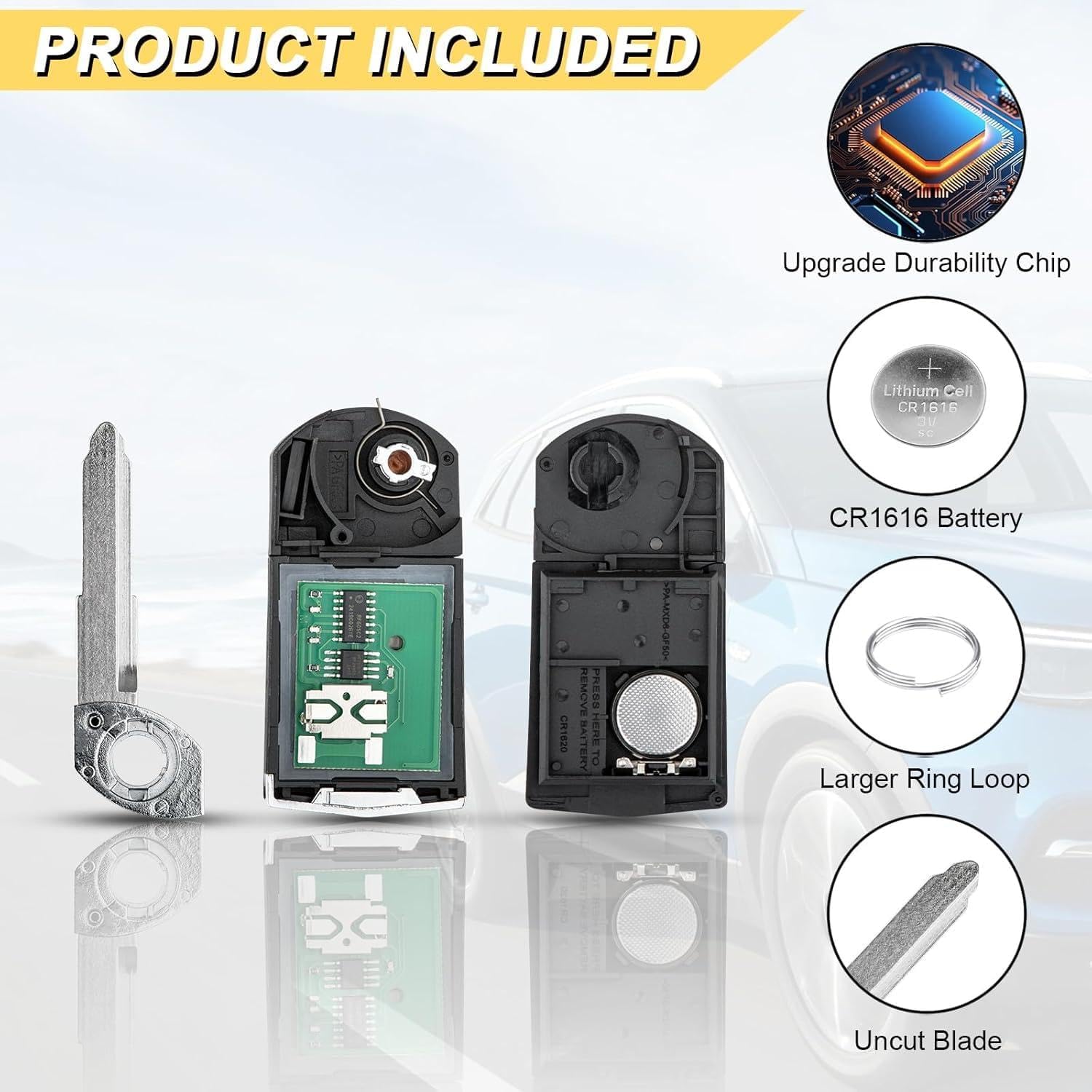 Simple Setup Key Fob Replacement for 2006-2015 MX-5 Miata/ 10-13 3/09-13 6 Car Keyless Entry Remote Control, BGBX1T478SKE125-01, 4 Buttons