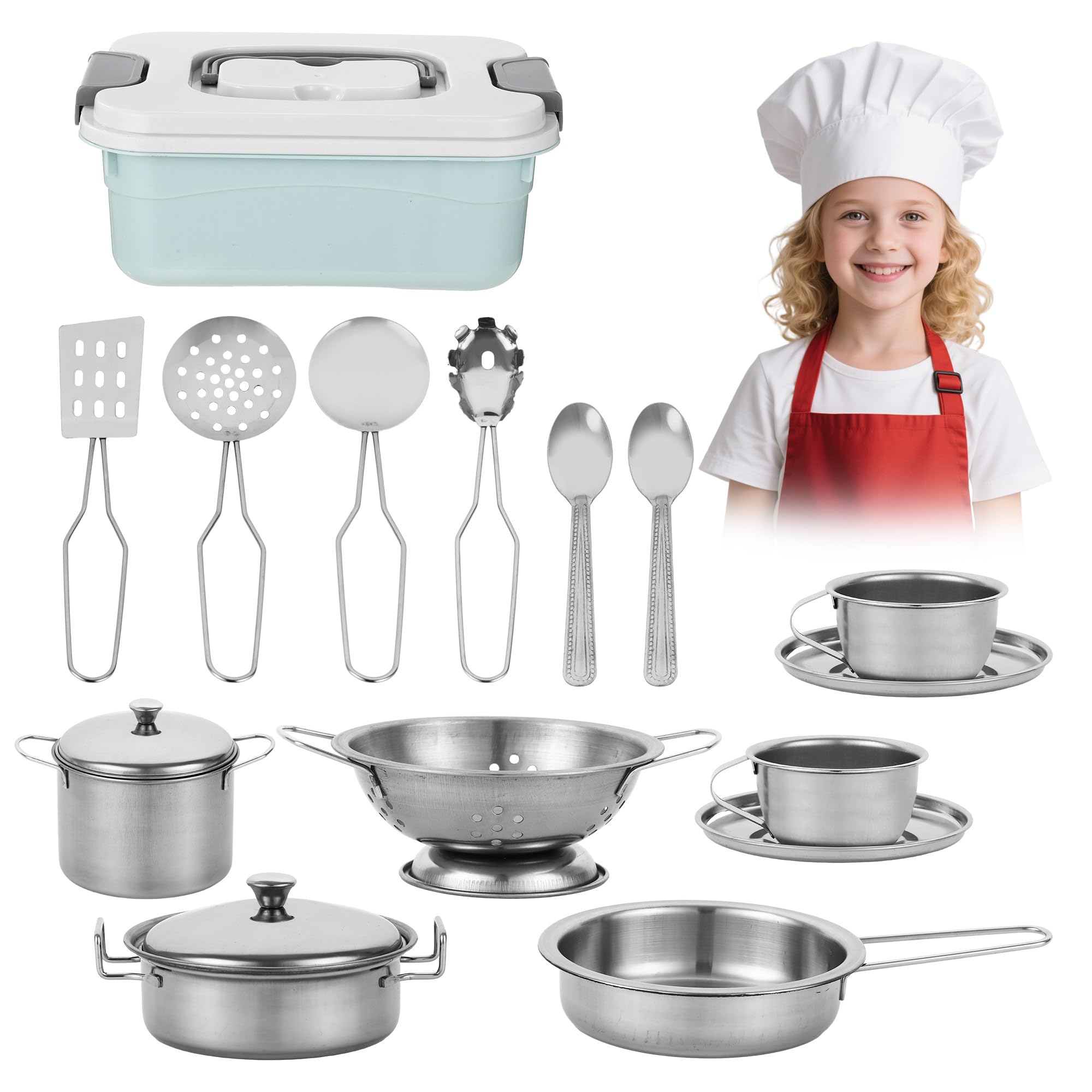 BUCOMTU Edelstahl Spielgeschirr-Set