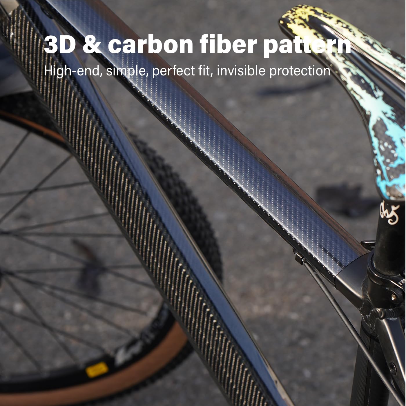 CNC-Fahrradrahmenschutzband, Rahmenschutz, Aufkleber-Rahmenschutz, Lackfolie, 3 m, Karbonfaser-Muster, Rahmenschutz für Mountainbike, Schotter, MTB, Rennrad usw.