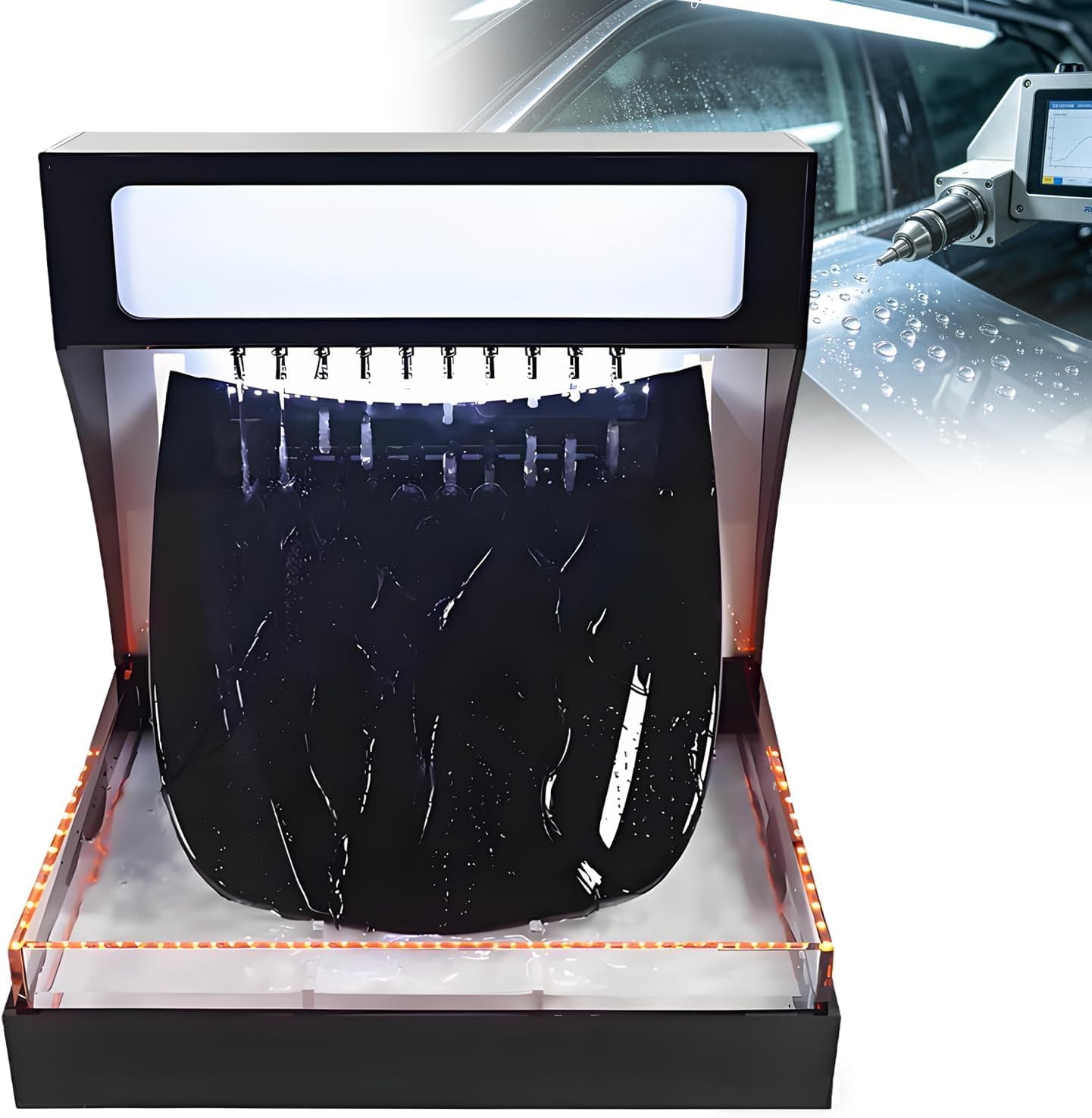 Hydrofobowy Tester do Lakierów, Foli PPF i Powłok Ceramicznych - Dwustronne Narzędzie Demonstracyjne z Regulowanym Zaworem Przepływu, Przenośny na Targi, Detailing i Salony,Orange Lamp - Metal
