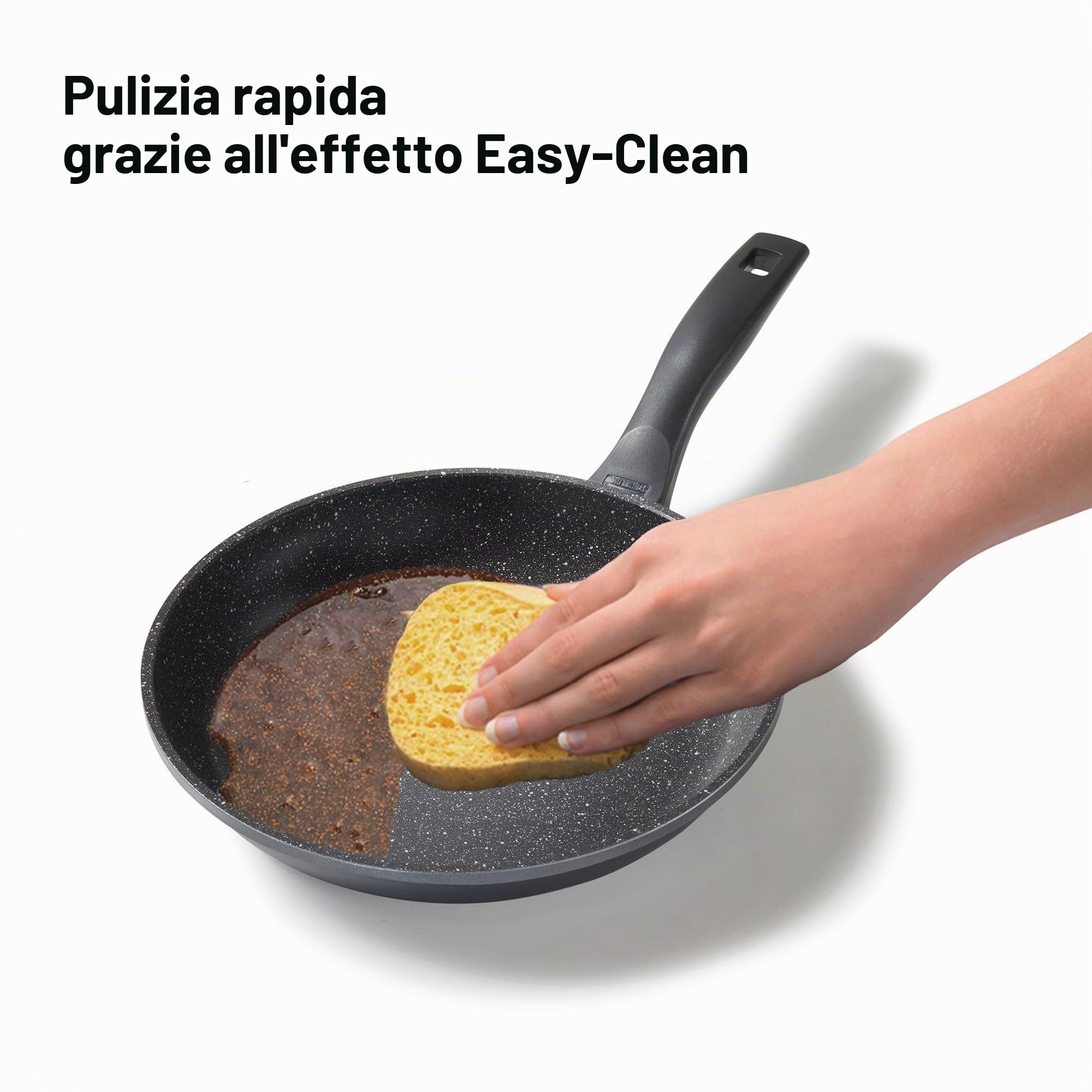 STONELINE Padella in alluminio con ottimo rivestimento antiaderente, senza coperchio, anche per induzione, Grigio, 26 cm