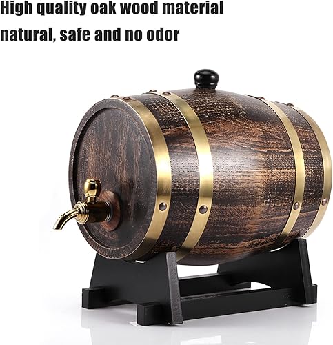 Miniatura 9 de Barril de roble de 3 litros, barril de madera de roble estilo retro, contenedor de barril de whisky de vino tinto con grifo envejecimiento, barril