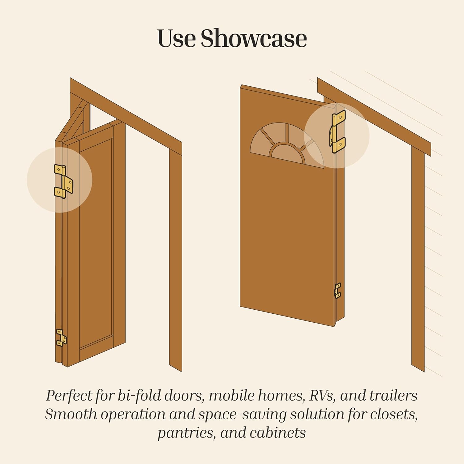 3-1/2" Satin Nickel 3-Leaf Flag Hinges - Pack of 16 - Non-Mortise Hinges for Bi-Fold, Shutter and Cabinet Doors in Mobile Homes, Campers, Trailers - Furniture Hardware - NH8-SSN (8)