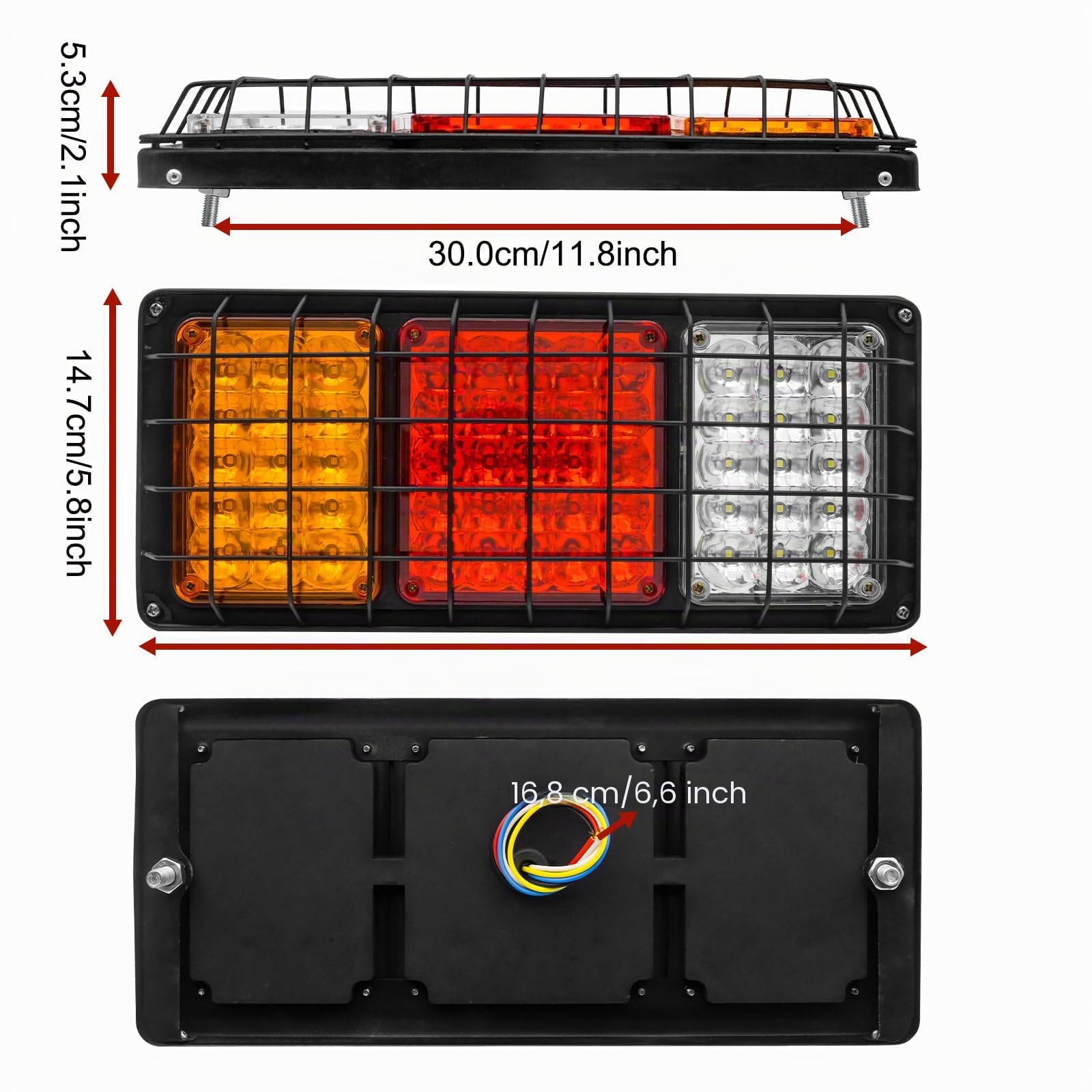 Feu Remorque LED 24V,36-LED Feux Arrières Remorque Clignotant de Position Stationnement Feux de Frein Arrière pour Remorque Véhicule Caravan Camion Tracteur,2pcs (Modèle C)