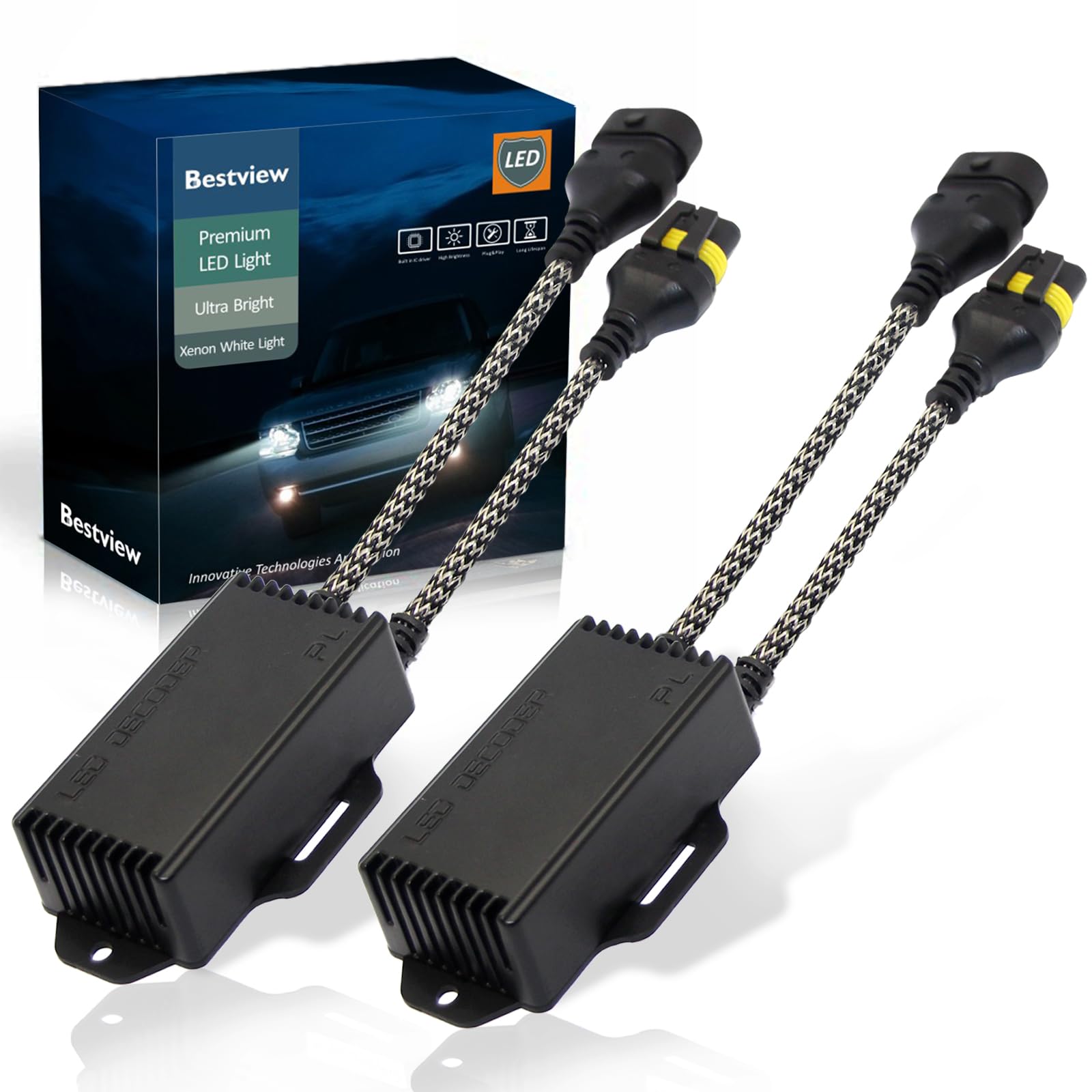 Bestview 9005 H10 LED light Canbus Decoder Kits Compatibility Anti Flickering Resistor Warning Canceler Pack of 2