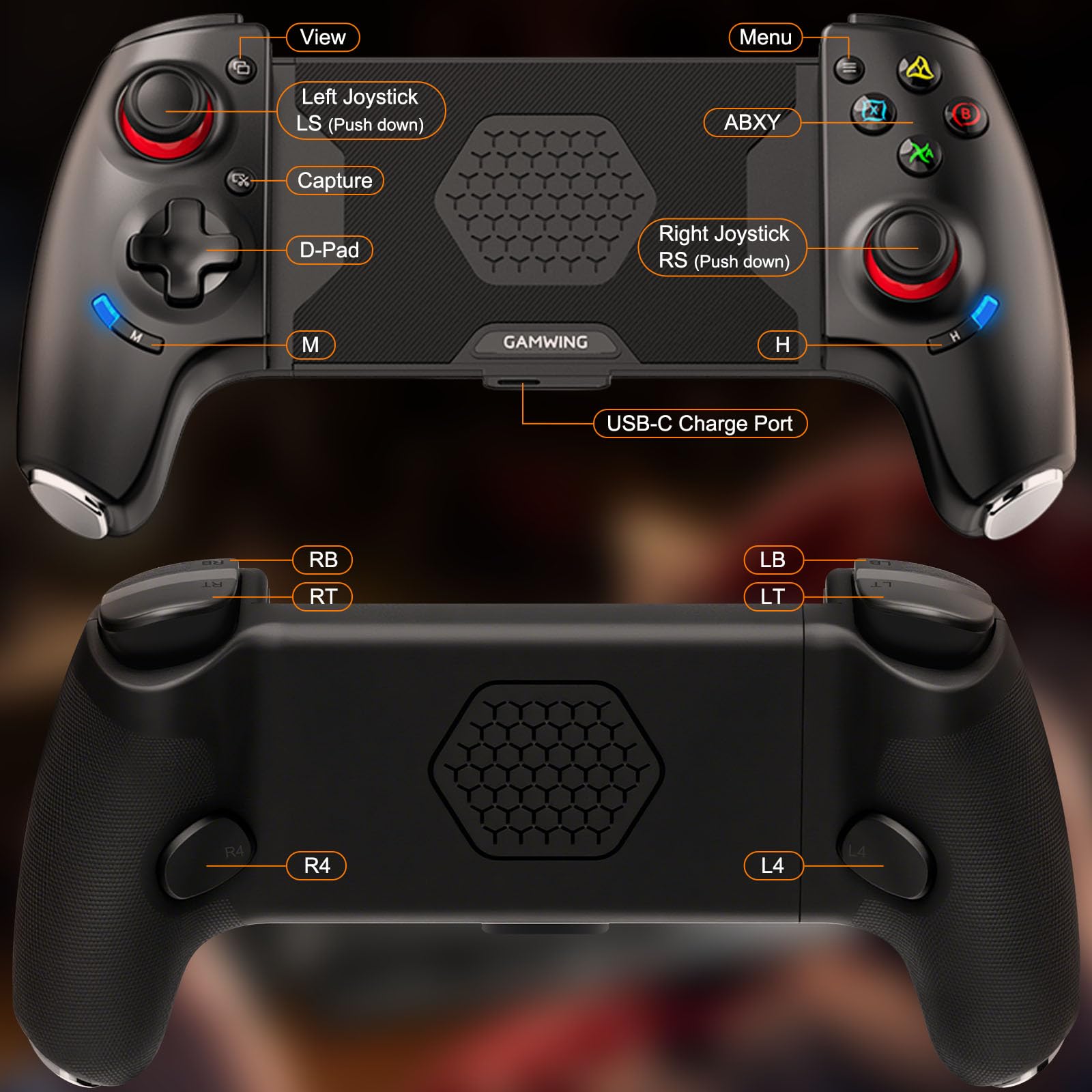 Joso Contrôleur de jeu Mobile pour iPhone & Android, contrôleur de téléphone sans fil Support Phone Case avec Design ergonomique pour Cloud Gaming/PS Remote Play/émulateur