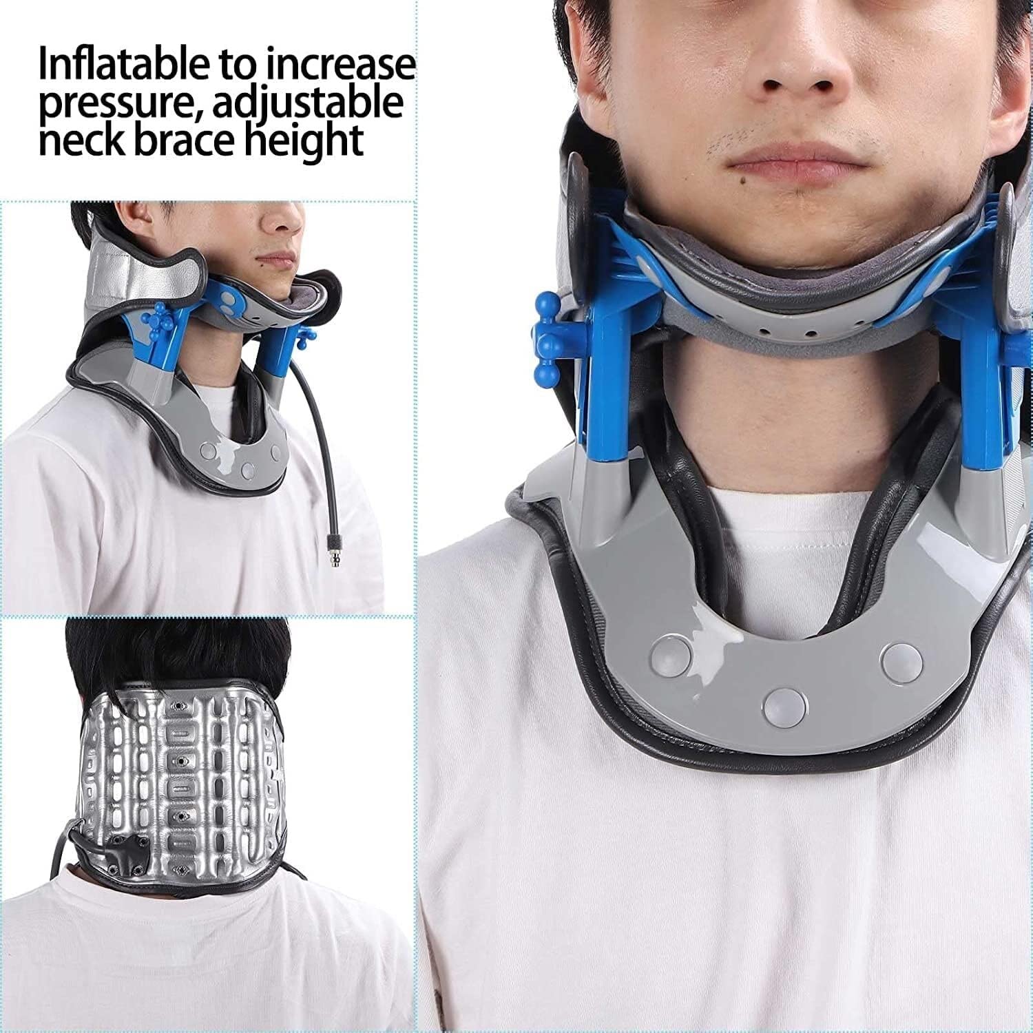 CukUJH Cervical Traction Device, Inflatable Cervical Traction Stretcher Adjustable Neck Stretching Correction Device for Neck Pain